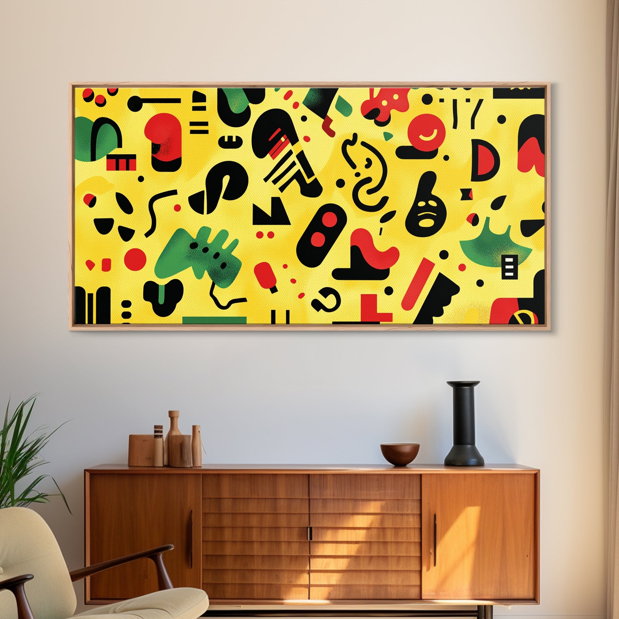 Boy's Room Or Nursery Room Wall Art Framed Canvas Print, Retro 90s Style Wall Art, Kid's Room Wall Art