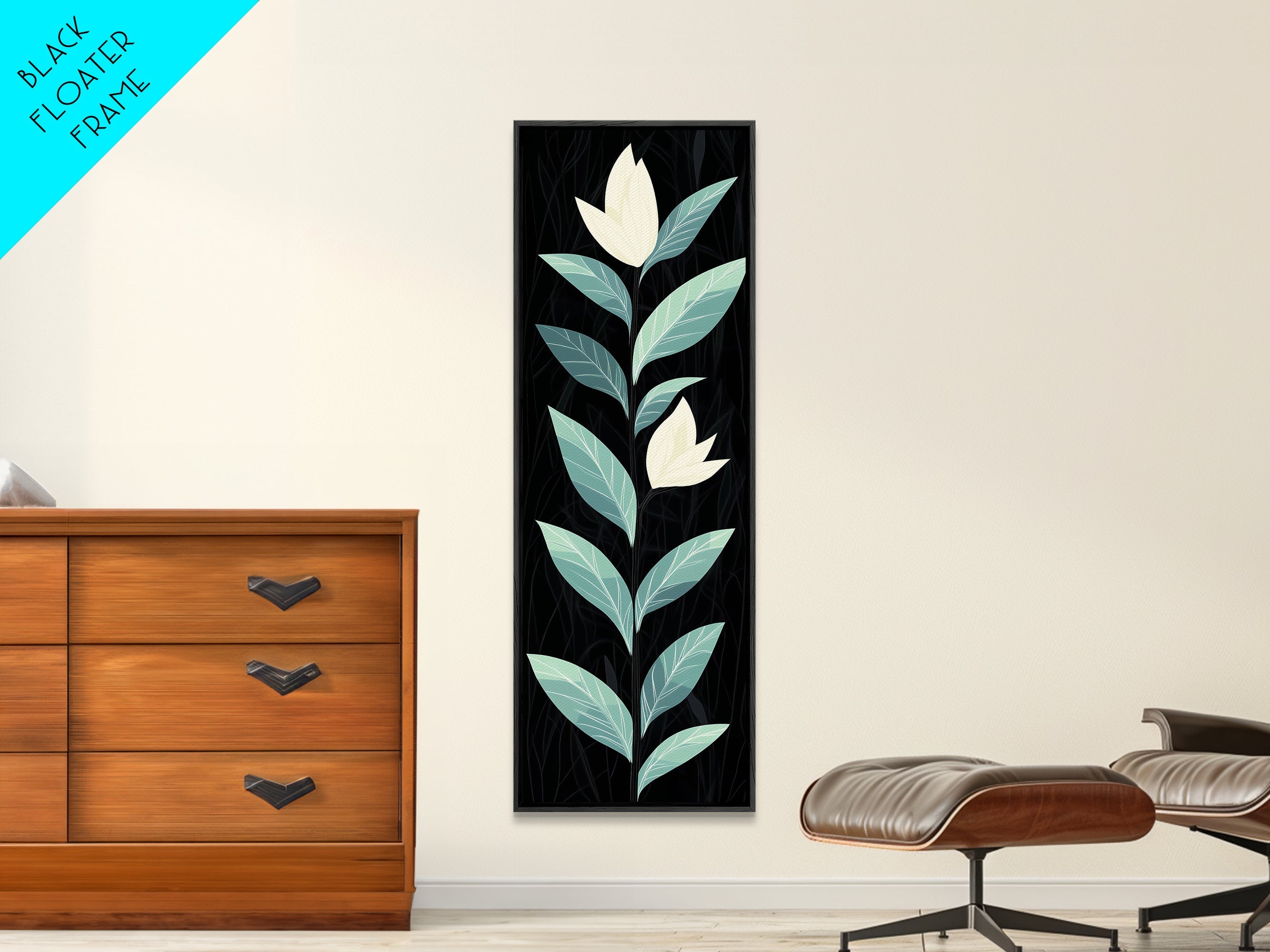 Retro Mid Century Modern Flower Painting Print, Accent Piece, Accent Art, Tall and Narrow Art, Skinny Wall Art, Floral Decor, Botanical Print