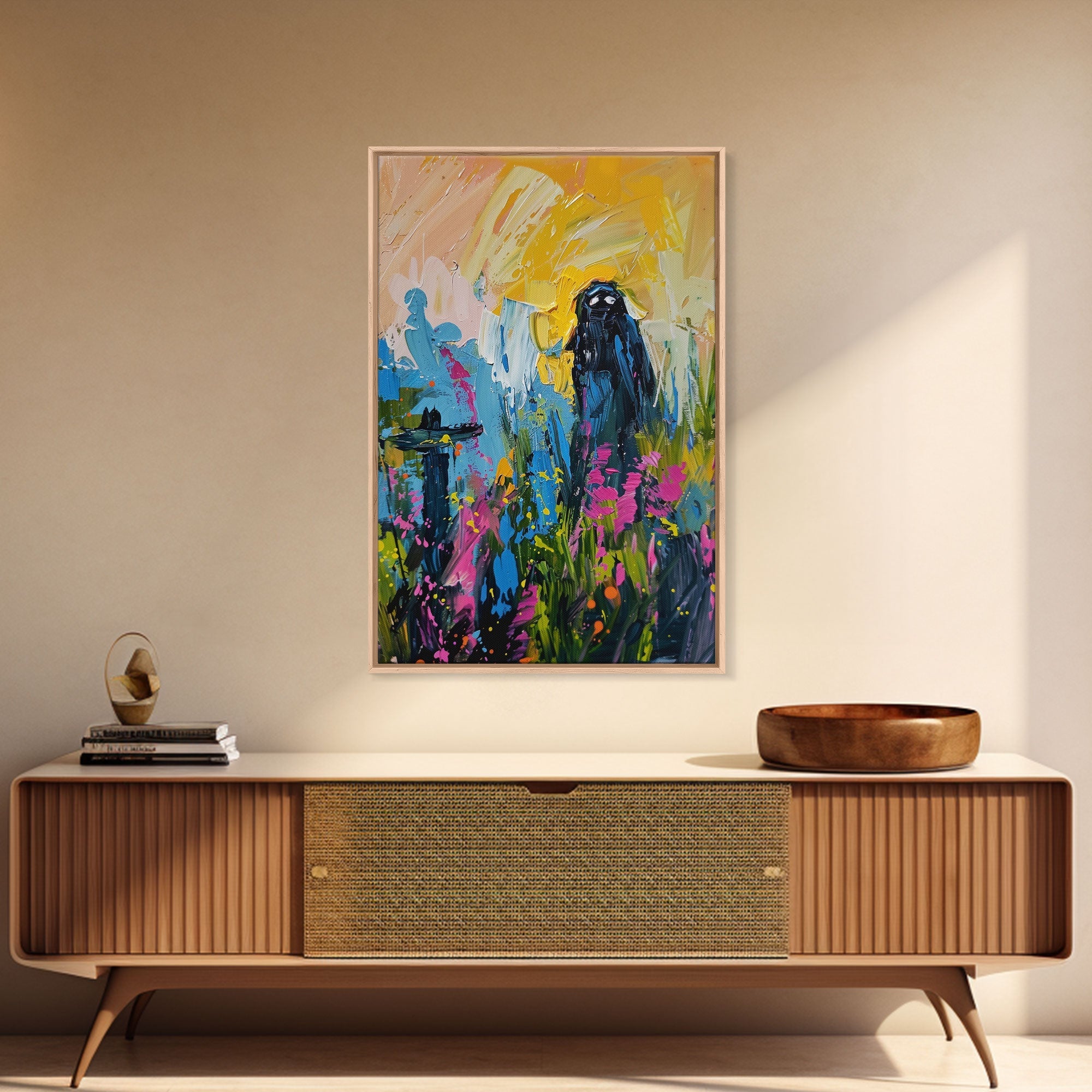 Halloween Ghost Bride Framed Canvas Print, Unique Spooky Decor, Living Room Art, Whimsical Ghostly Home Decoration, Retro Style Wall Art