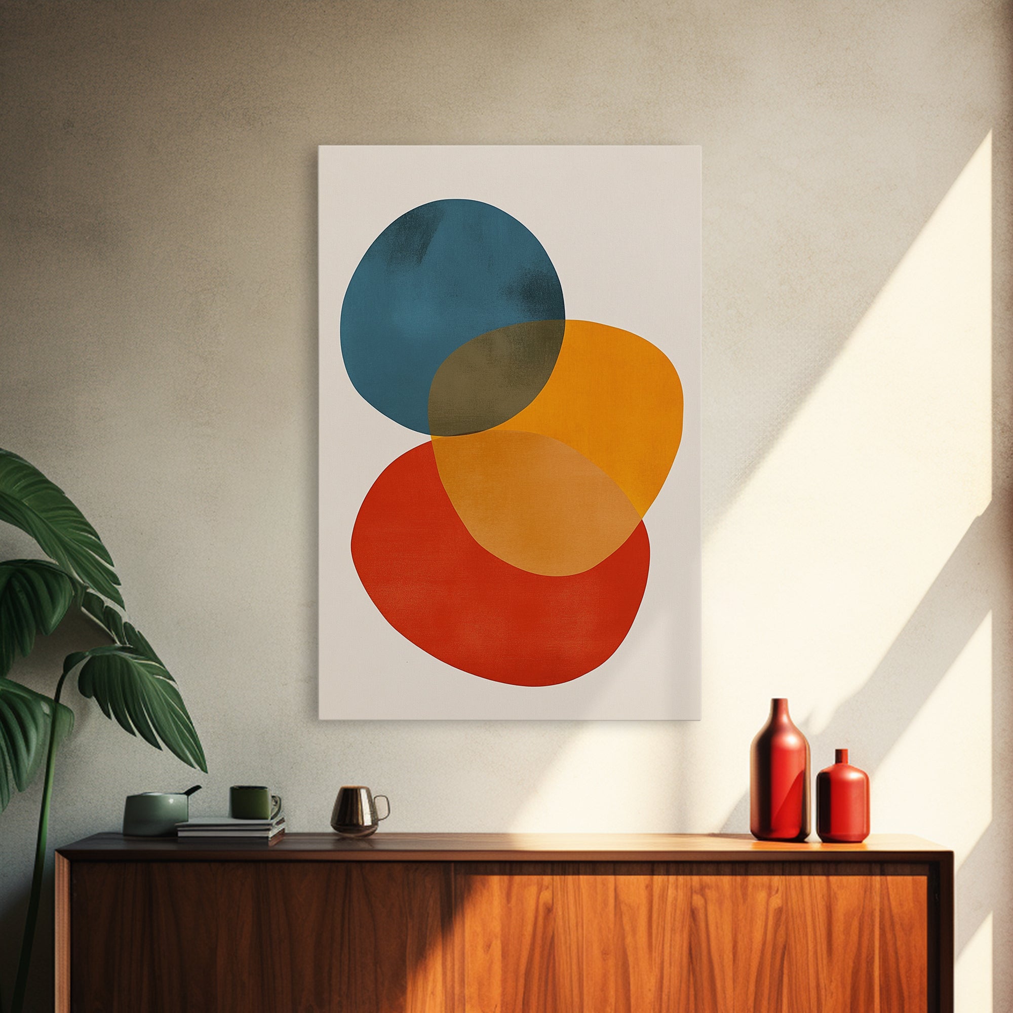 Large Abstract Canvas Wall Art Framed Canvas Print Modern Abstract Painting Colors and Shapes Retro Modern Art