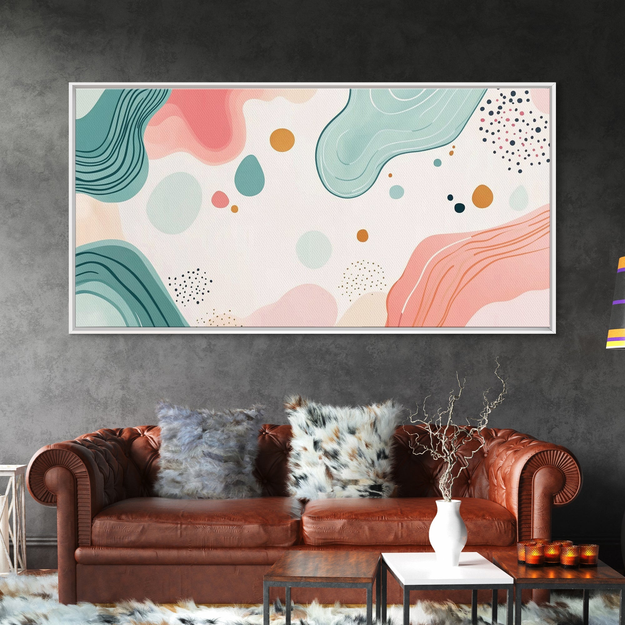 Abstract Retro Style 90s Inspired Wall Art, Modern Art on White Background