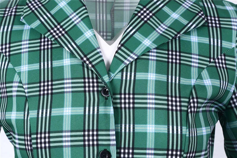 Short Sleeve Plaid Button Front Midi Dress with Belt