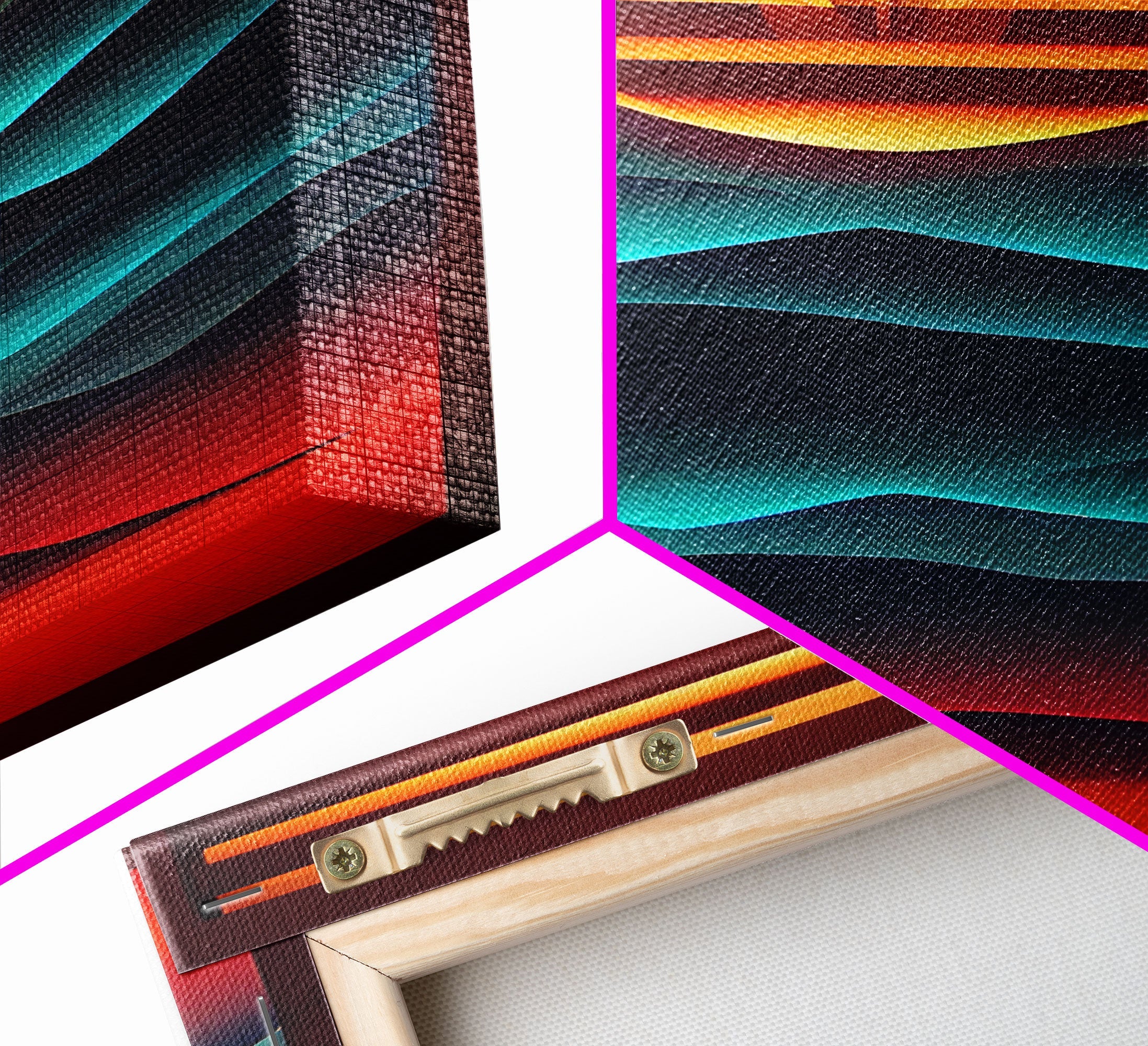 Retro Landscape Mountains Sunrise Sunset Colorful Fine Art Print, Red Blue Yellow Wall Poster