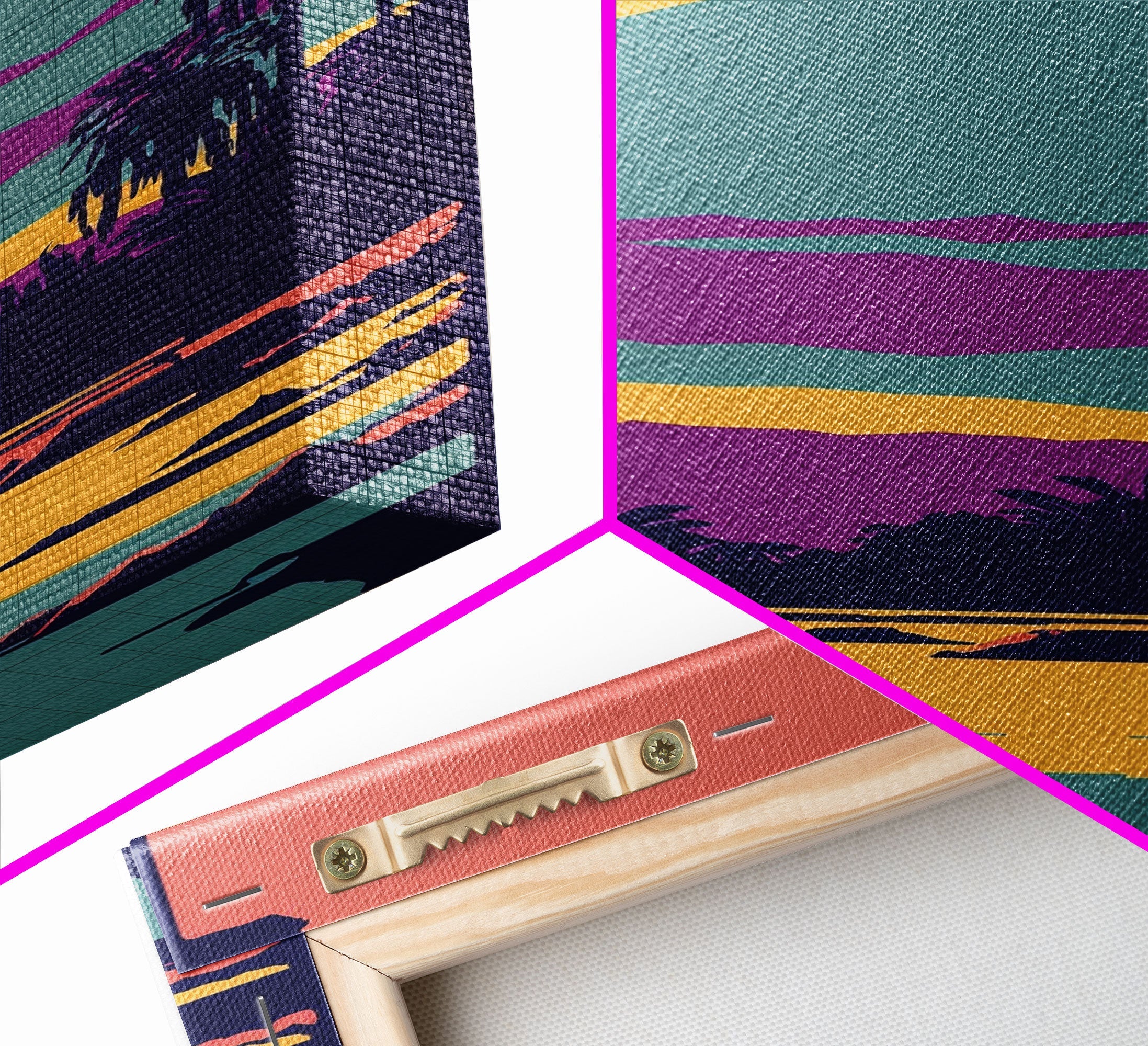 Retro Pop Art Landscape, Surrealist / Psychedelic Art, Framed Canvas Print, Nature Art, Desert Painting, Southwest Decor