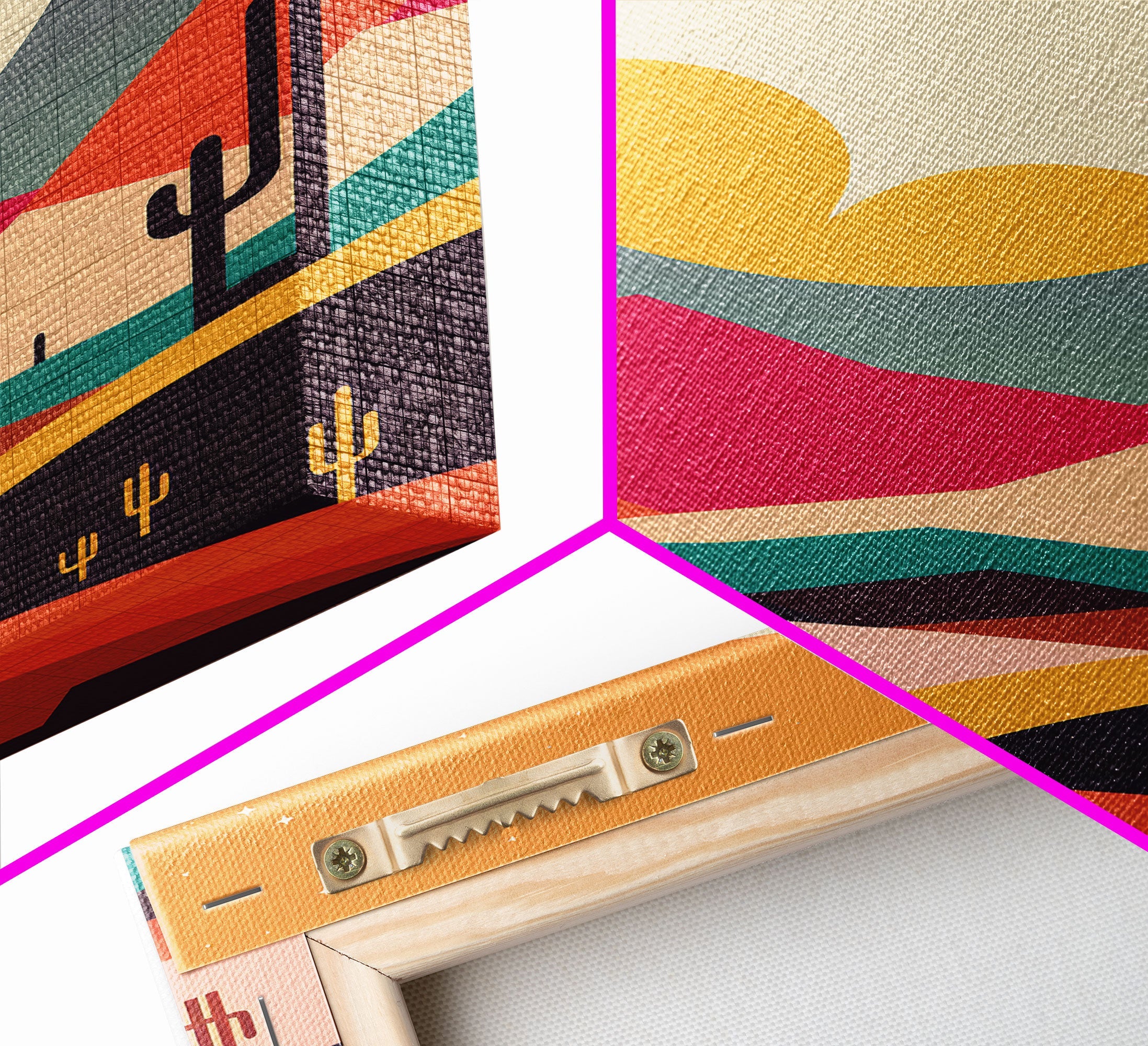 Retro Pop Art Style Framed Canvas Print, Framed Wall Art, Desert Prints, Southwestern Decor, Primitive Art