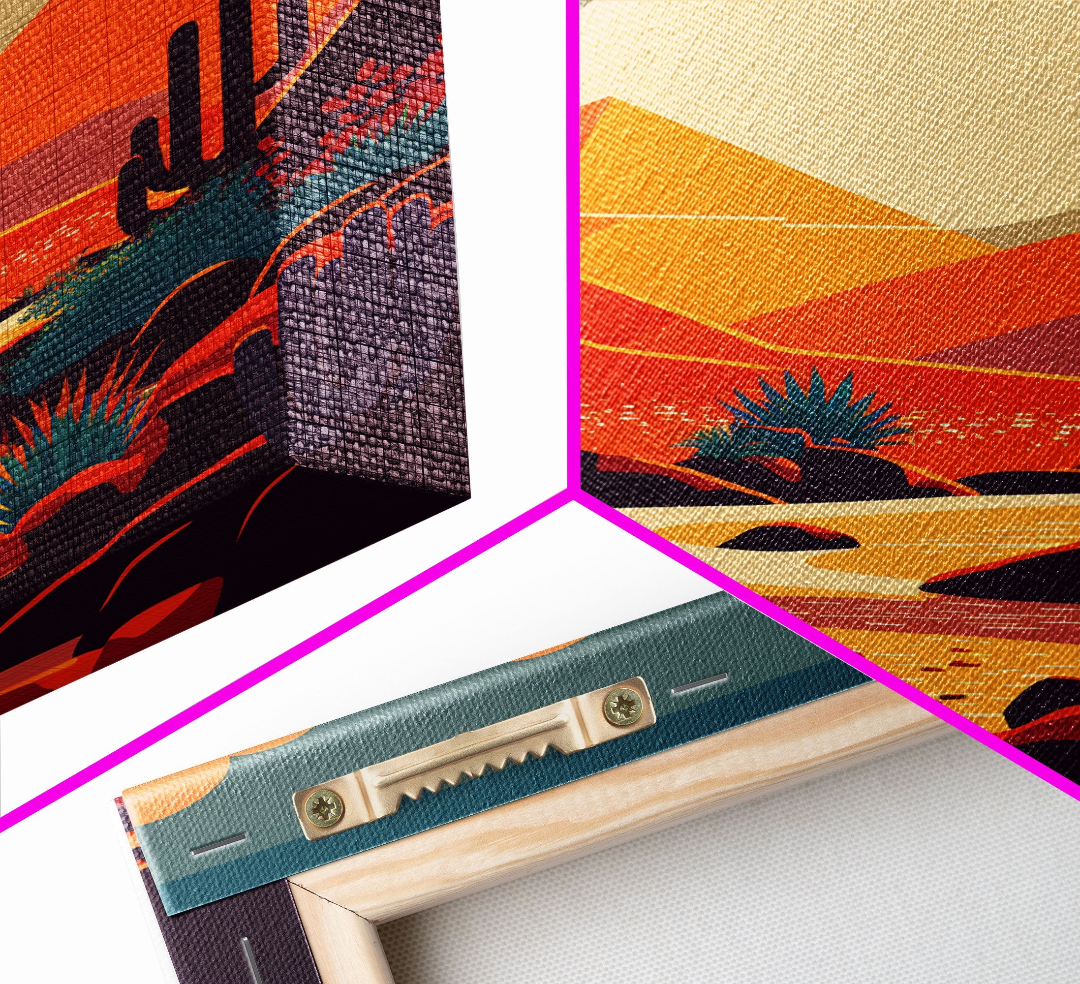 Retro Pop Art Style Framed Canvas Print, Framed Wall Art, Desert Prints, Southwestern Decor, Primitive Art