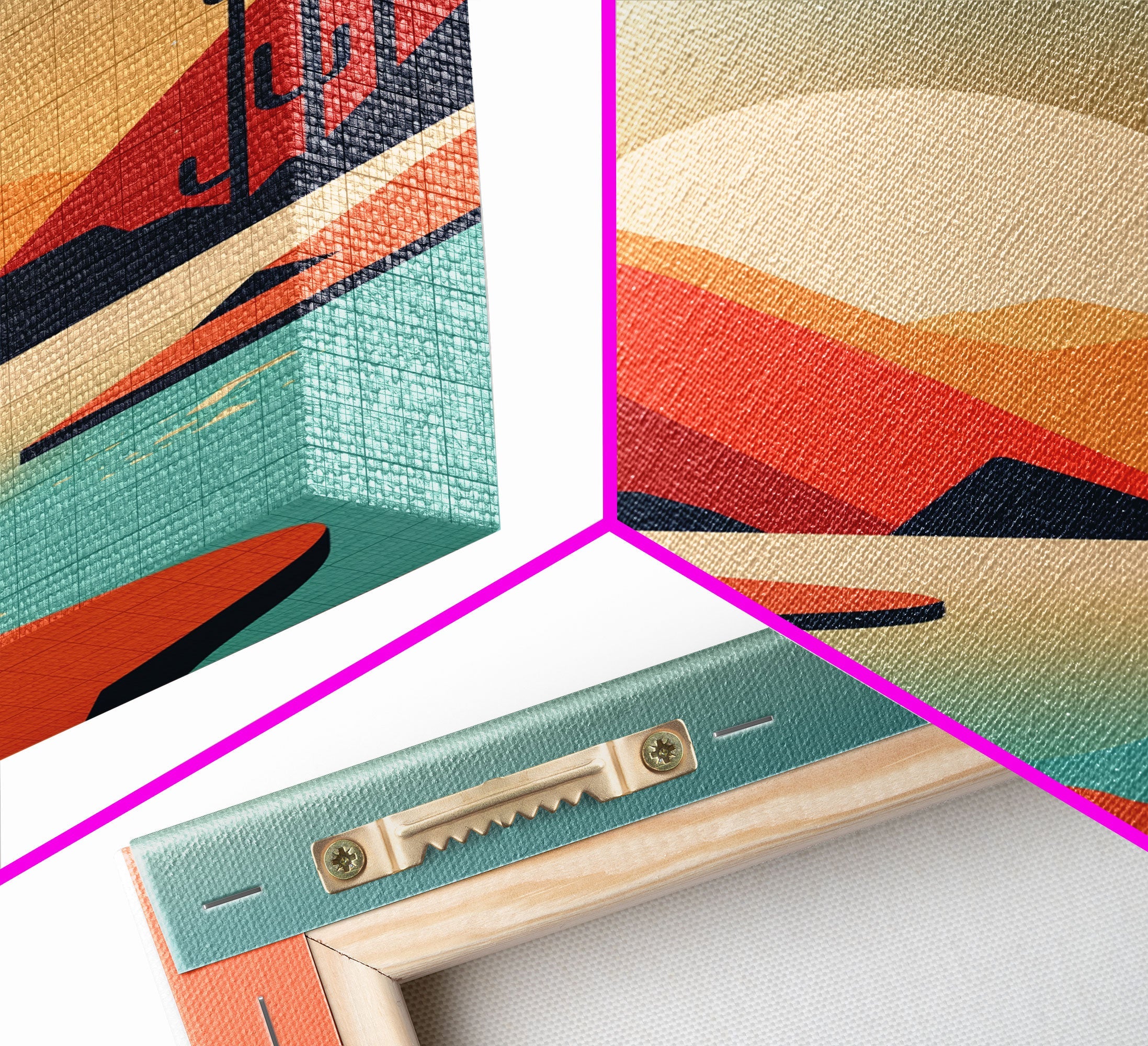 Retro Desert Art, Pop Art Style, Framed Canvas Print, Retrowave, Western Decor, Wild West Art, Cactus Prints, Art Deco Style Desert Art