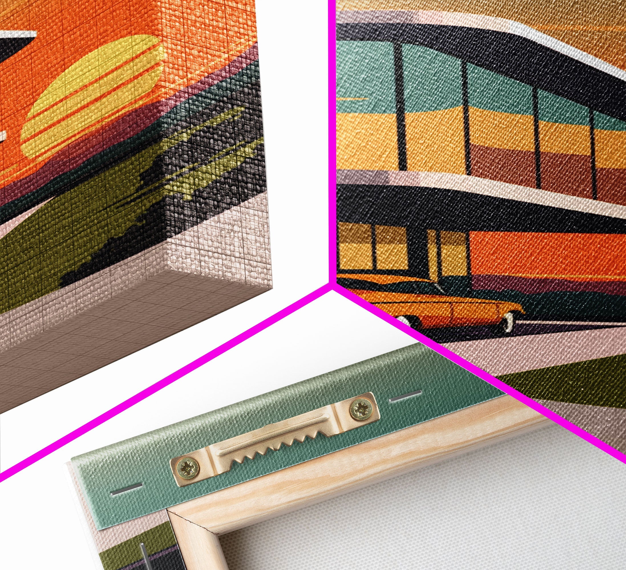 Midcentury Modern Architecture, Minimalist Art, Framed Canvas Print, Retro Style Art, Scandinavian Style Decor, Living Room Art