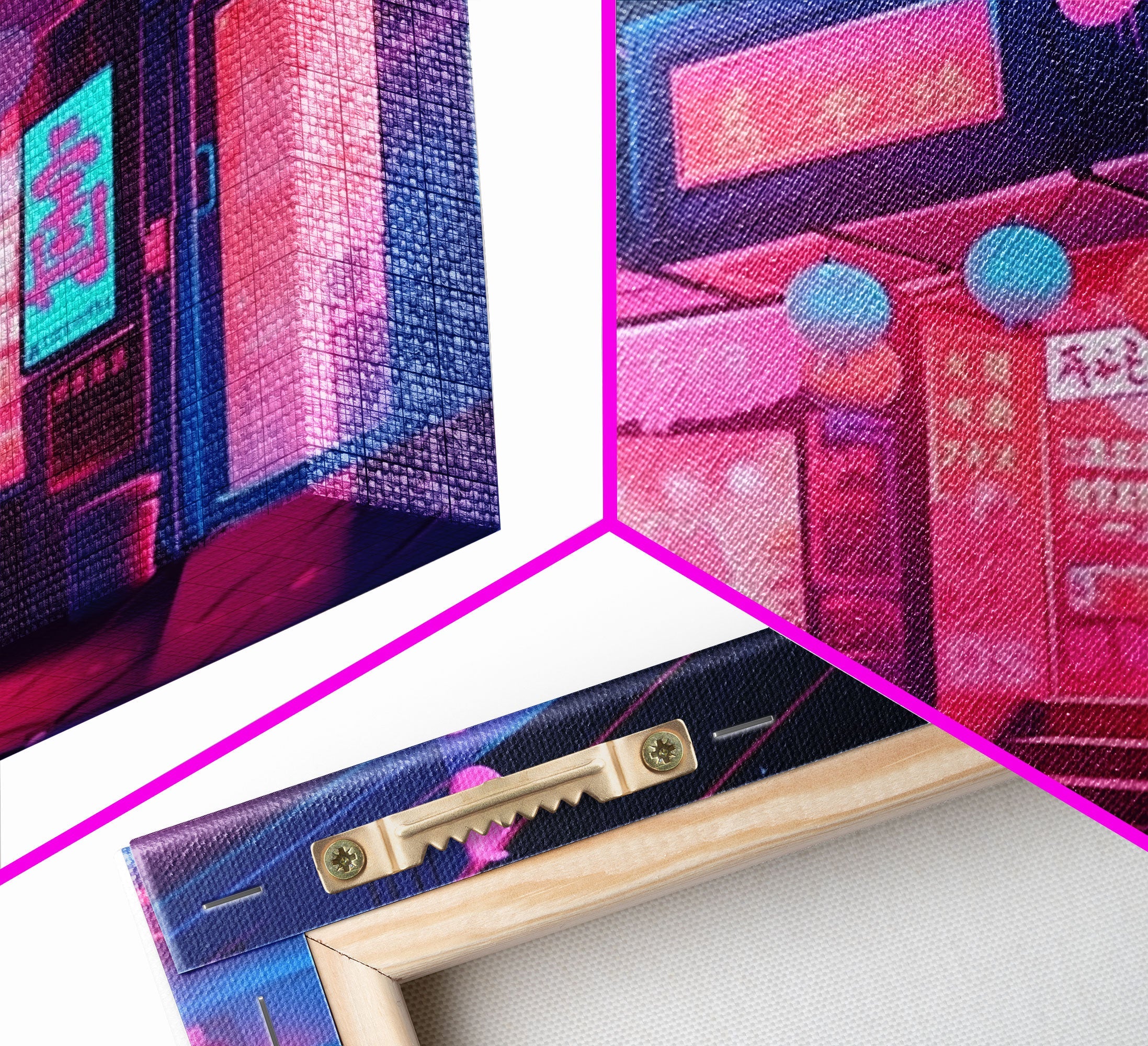 Retro Synthwave Style Tokyo Art, Framed Canvas Print, Unique Wall Art, Vintage Inspired Tokyo Night Life Art