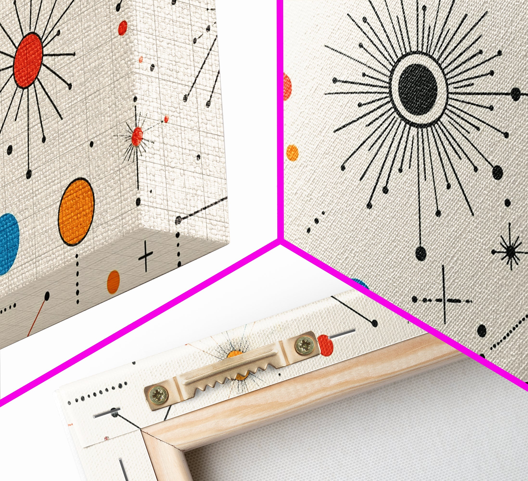 Retro Star Pattern Wall Art Print, Canvas Print, Trendy Art, Eclectic / Kitsch Decor, Midcentury Modern Nursery Decor, Cute Art for Kid's Room