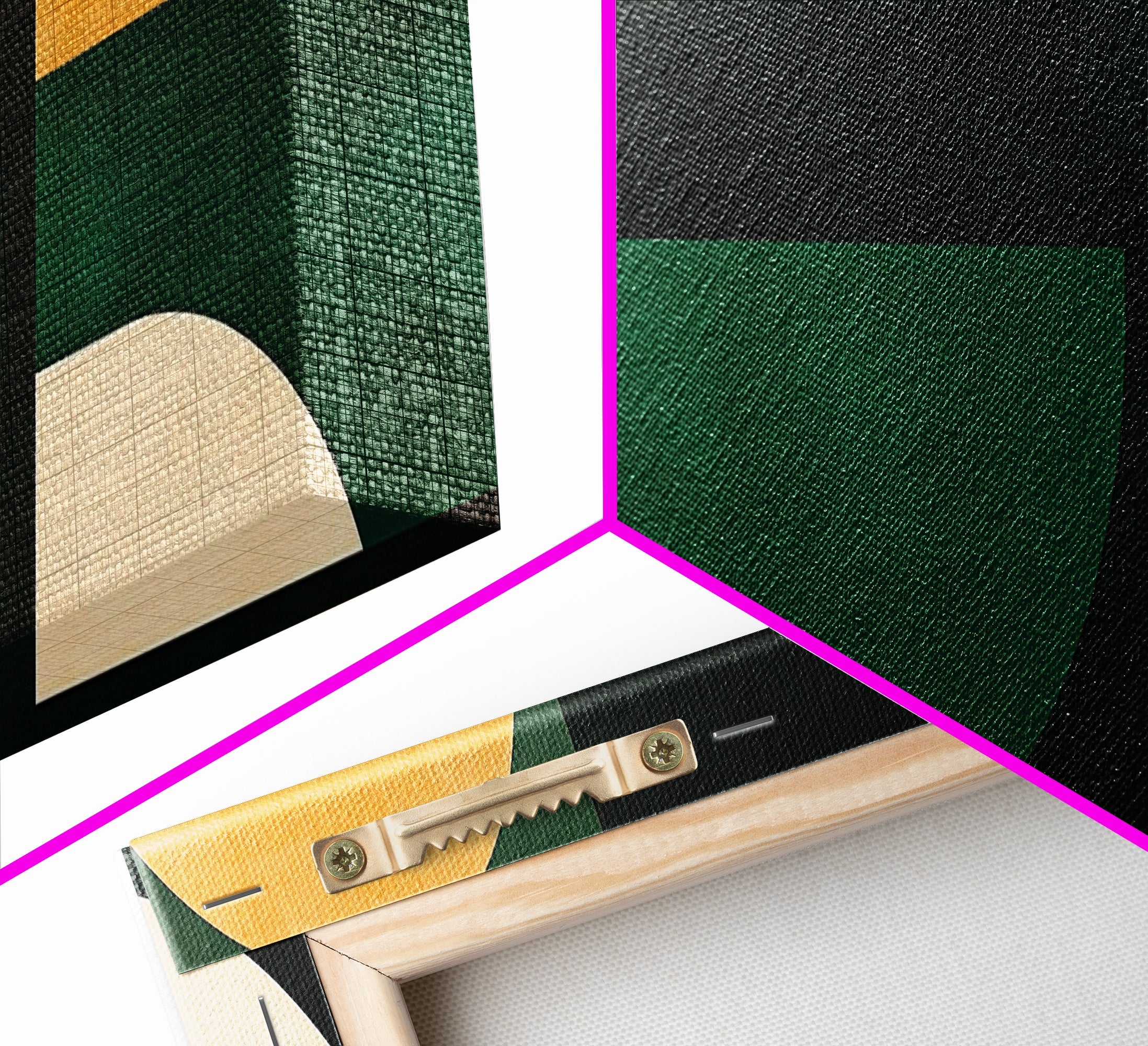 Squares and Circles, Geometric Pattern MCM Wall Art, Panoramic Framed Canvas Print, Wide and Narrow Art, Above Sofa living Room Wall Art