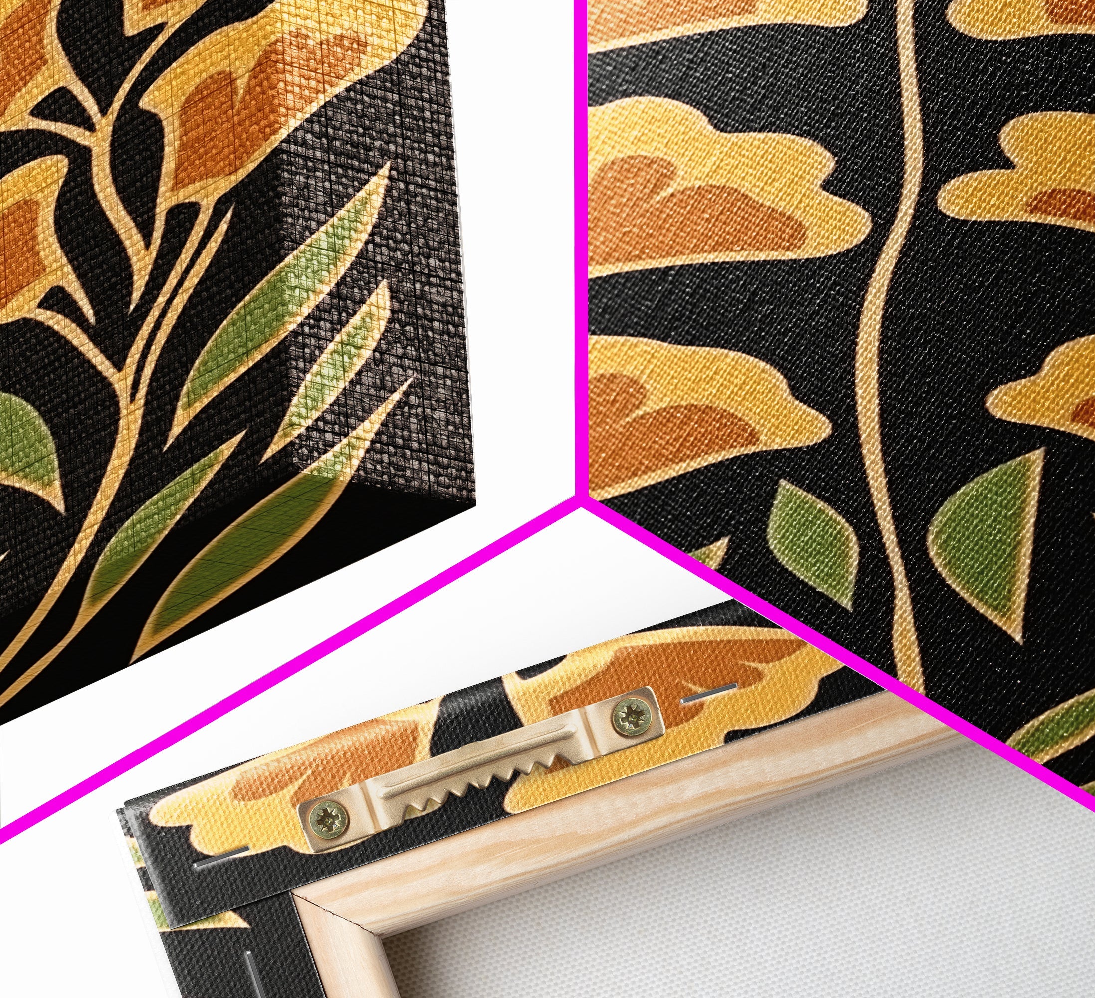 Abstract Flower Retro Painting Canvas Print, Large Wall Art, Original Minimalist Yellow Floral Art, Custom Painting Boho Wall Decor Living Room