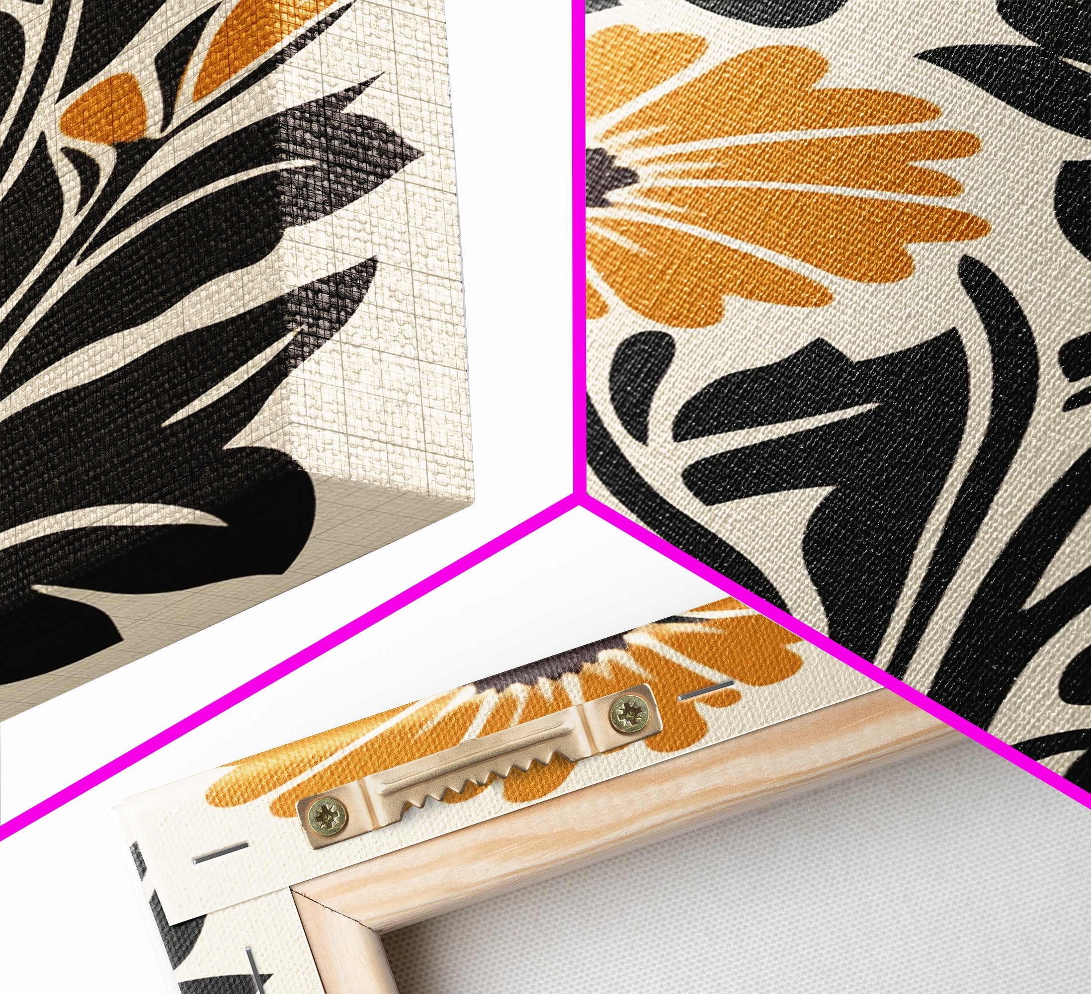 Midcentury Modern Boho Flowers Bouqet Wall Art Canvas Print, MCM Wall Art, Retro Style Abstract Art, Orange Flowers on White Background