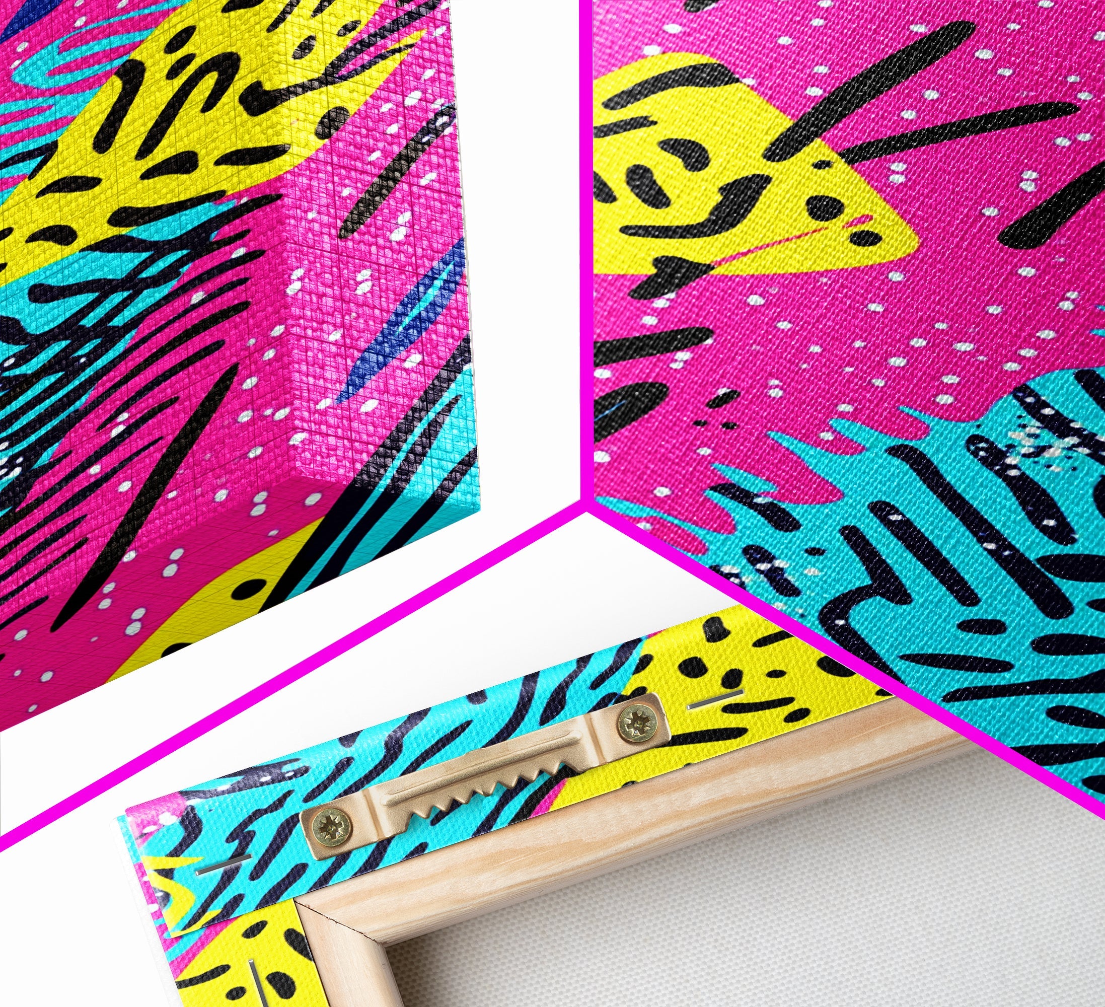 Retro 90s Style Abstract Art Canvas Print Preppy Decor Living Room Or Dorm Room Wall Art