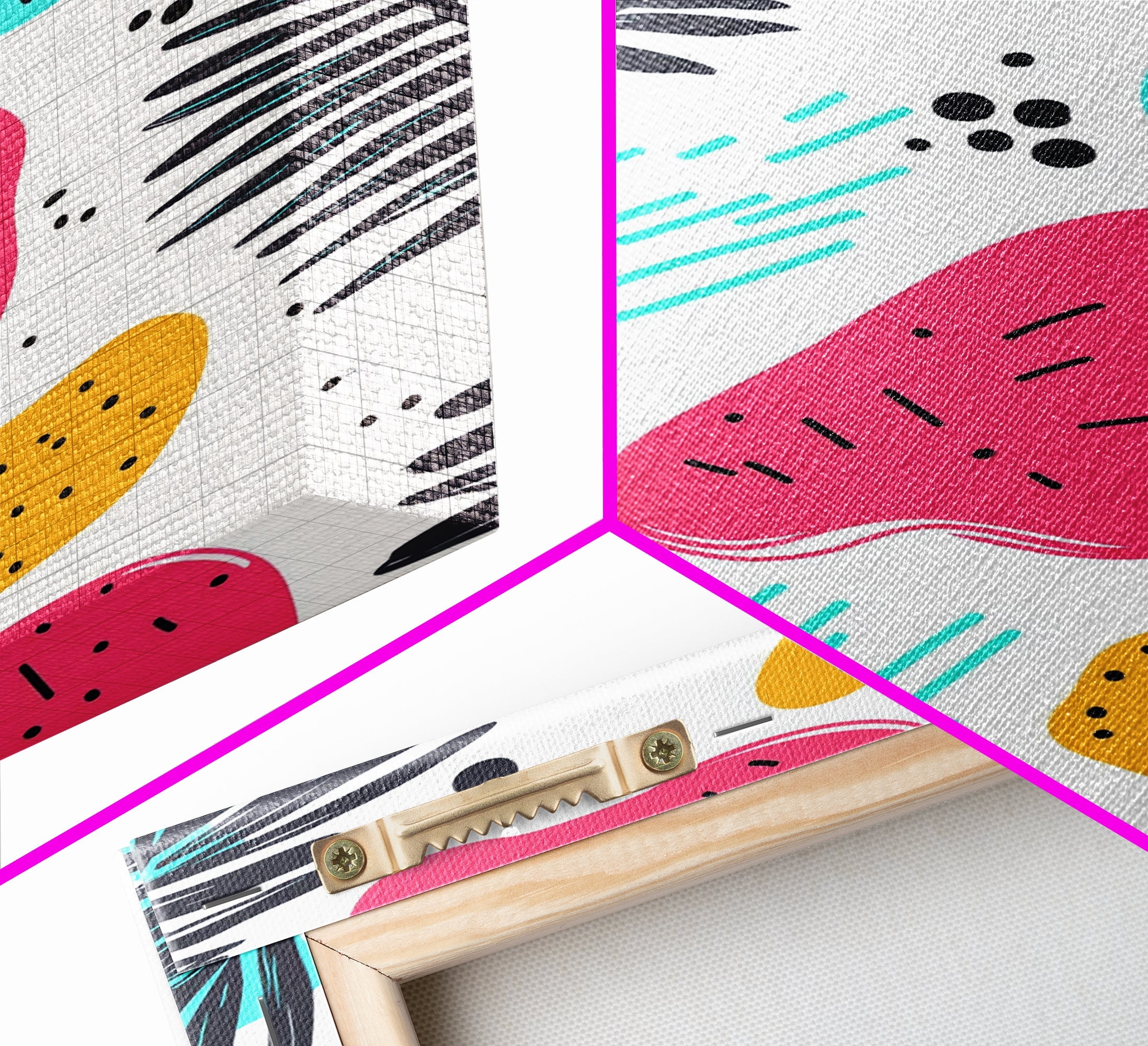 Colorful Abstract Painting Canvas Print, Retro Style Wall Art