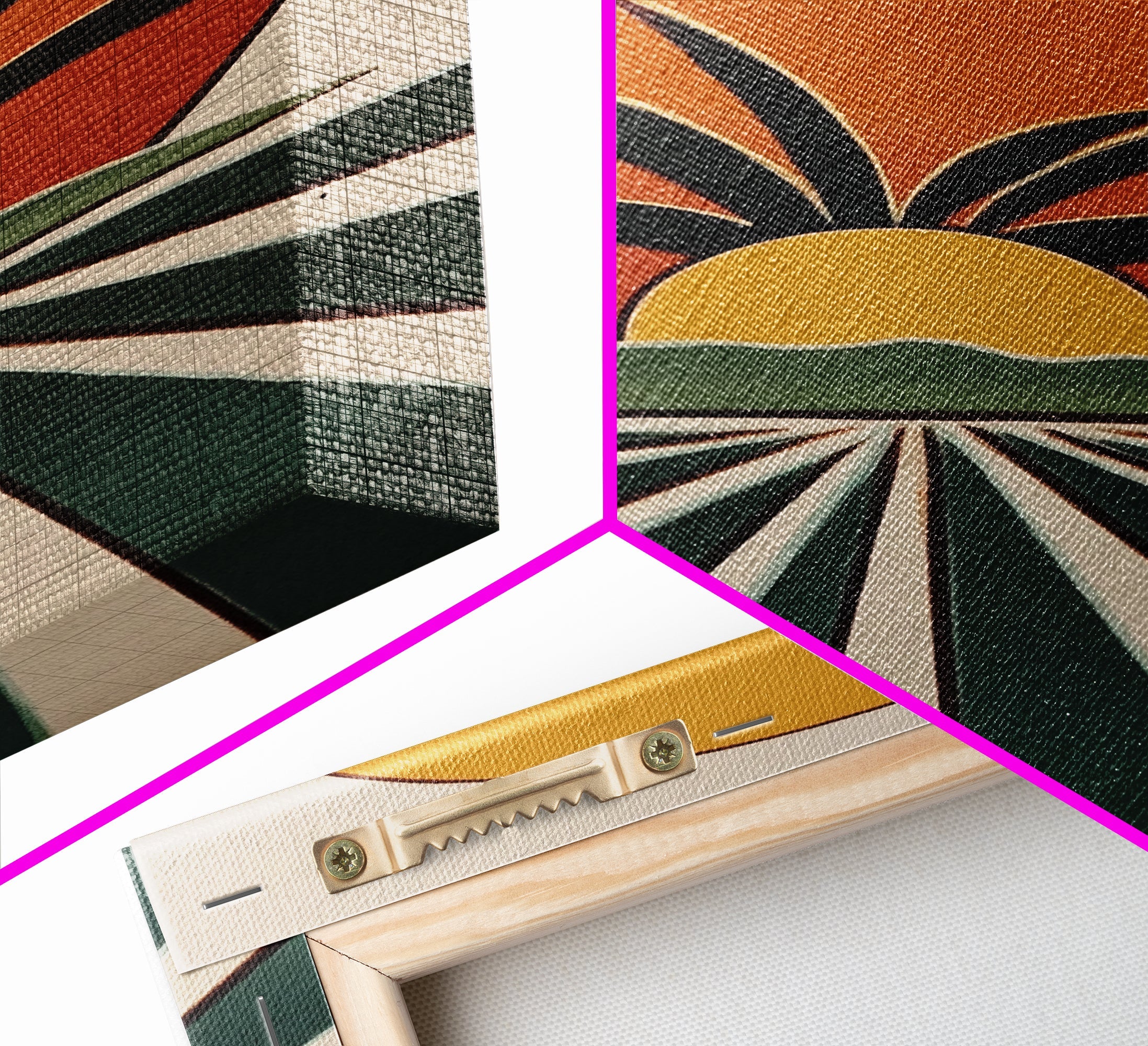 Palm Tree Sunset, Wood Framed Wall Art, Canvas Print, Boho Home Decor, Retro Style Modern Art