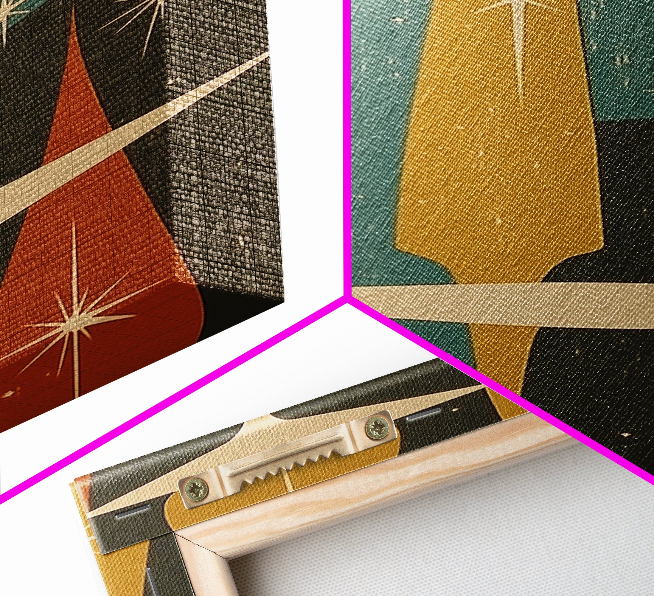 Art Deco Star Burst Canvas Print Wall Art, Retro 50s Style, Starburst, Mid-Century Modern Wall Art, Boho Decor