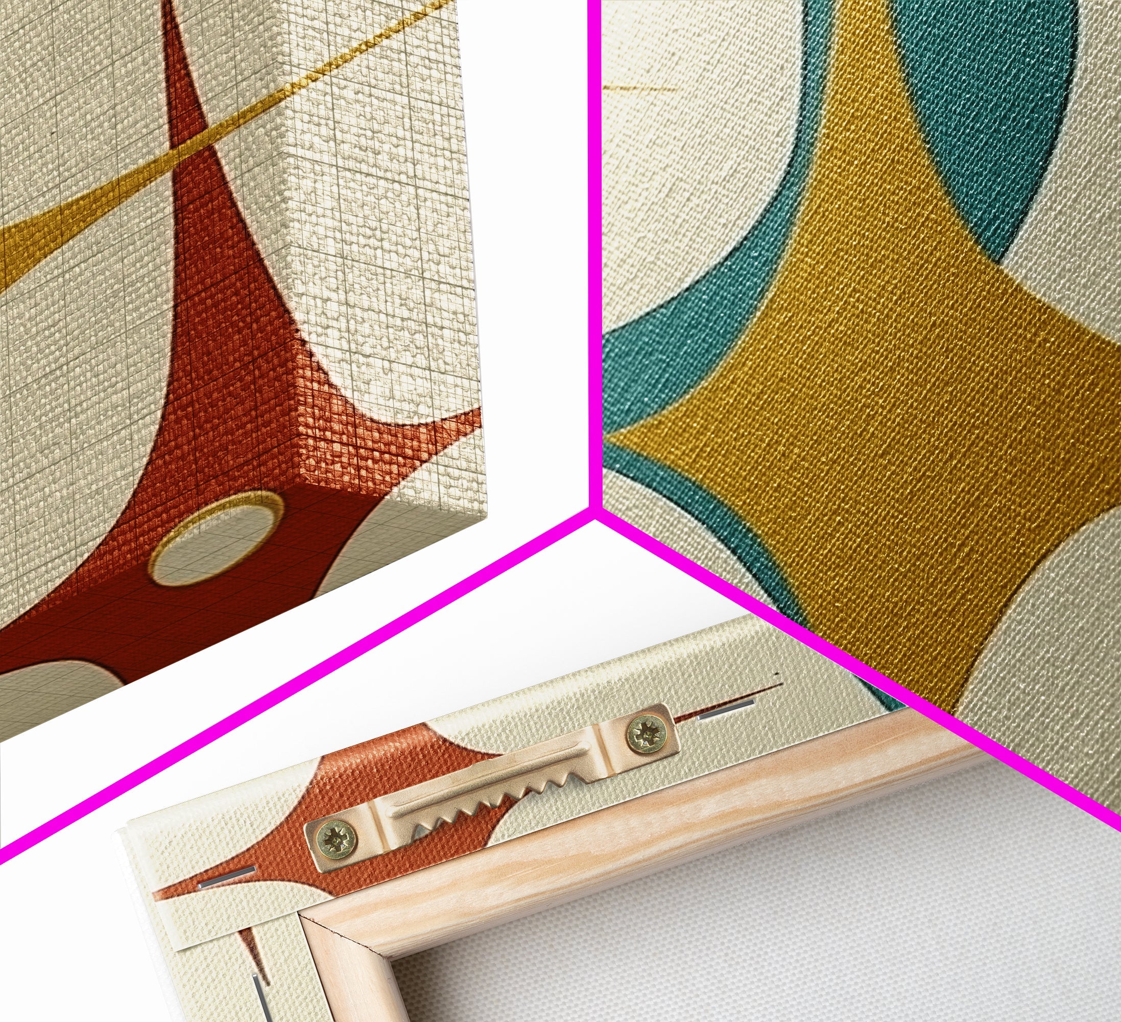 1950s Style Retro Starburst, Pastel Colors, Canvas Print, MCM Wall Art Home Decor