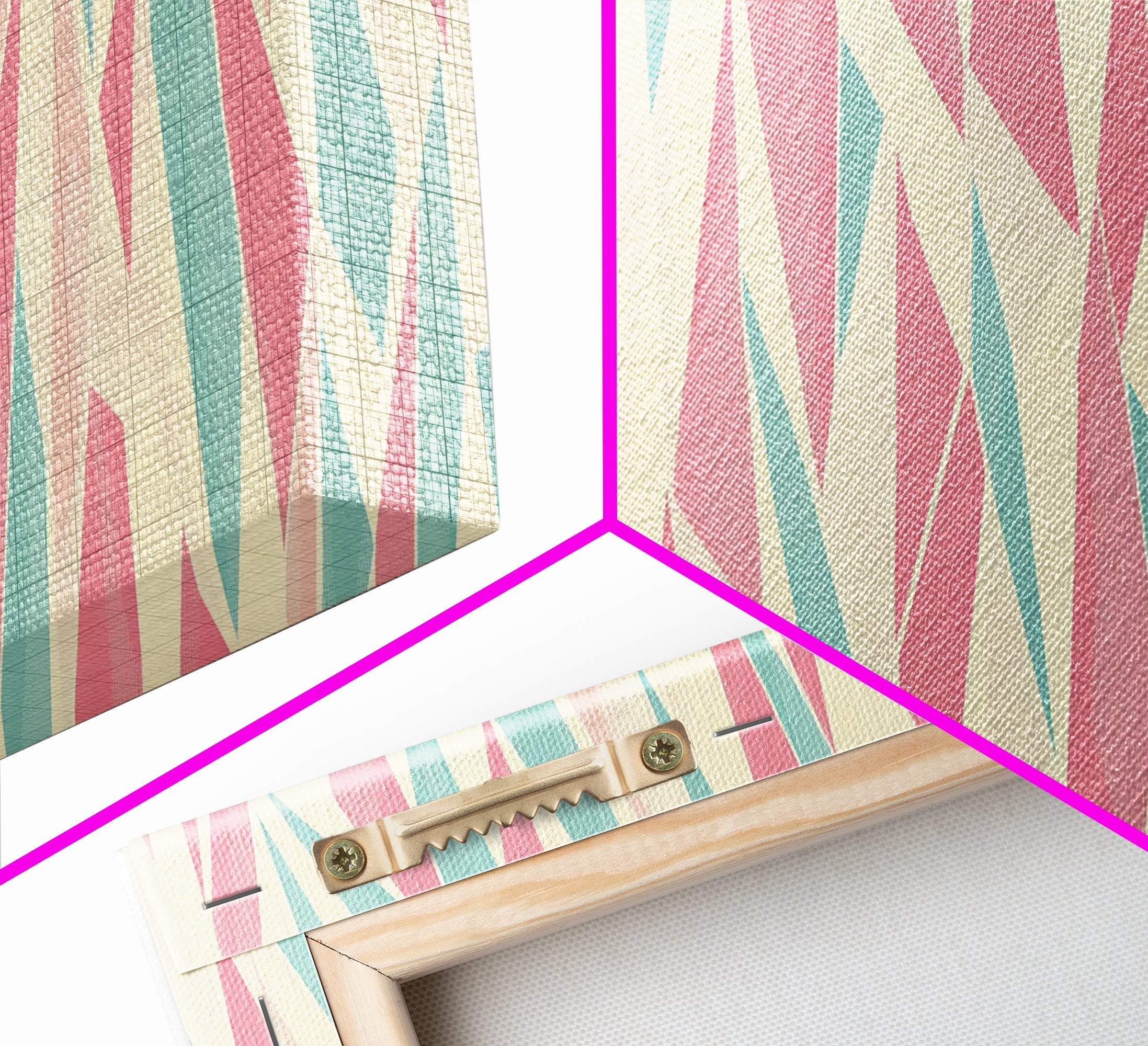 Pastel Mid-Century Modern Art - Retro Geometric Wall Art - Framed Canvas Print - Modern Abstract Painting - Bold Bright Colors