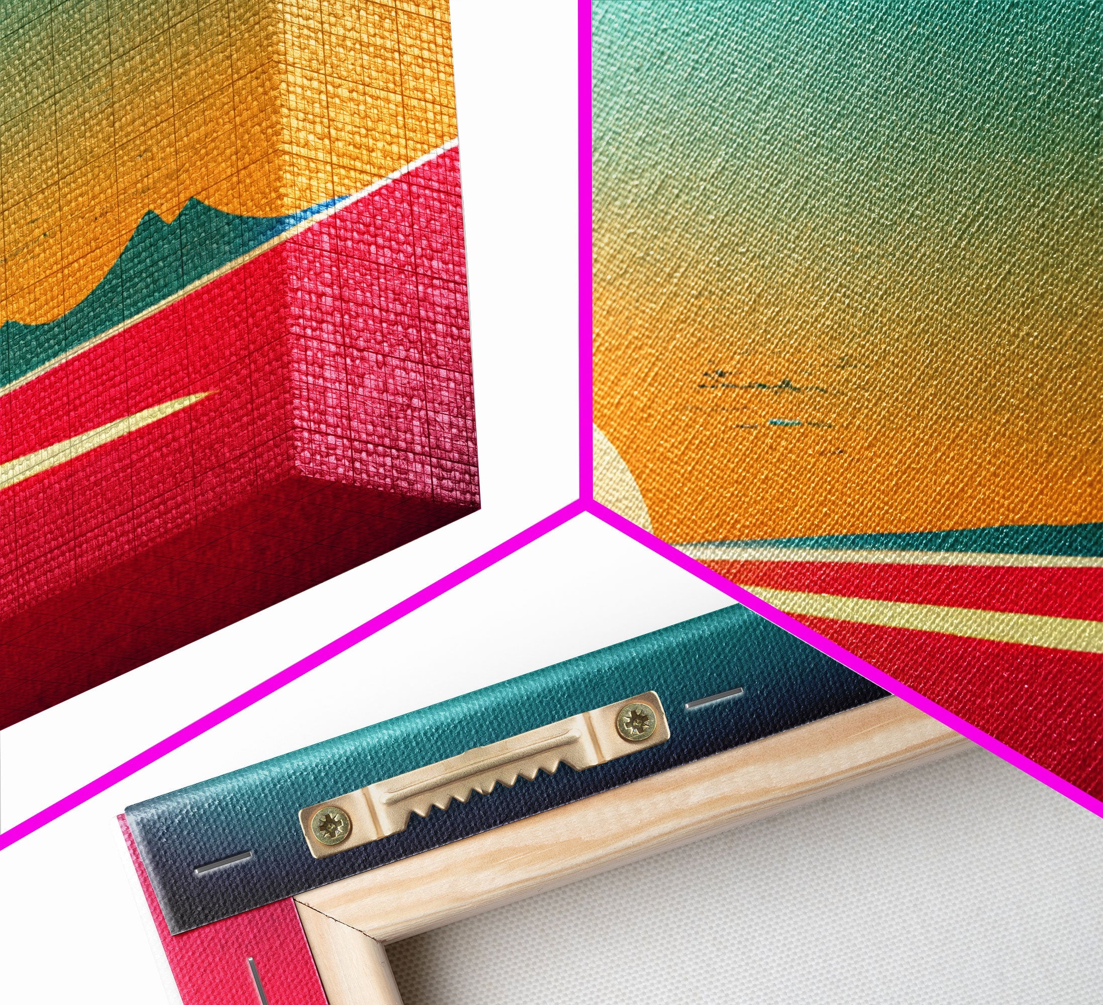 Art Deco Wall Decor, Wall Art, Framed Canvas Print, Retro Style Sunset Art, Scifi Wall Decor, 2 Suns