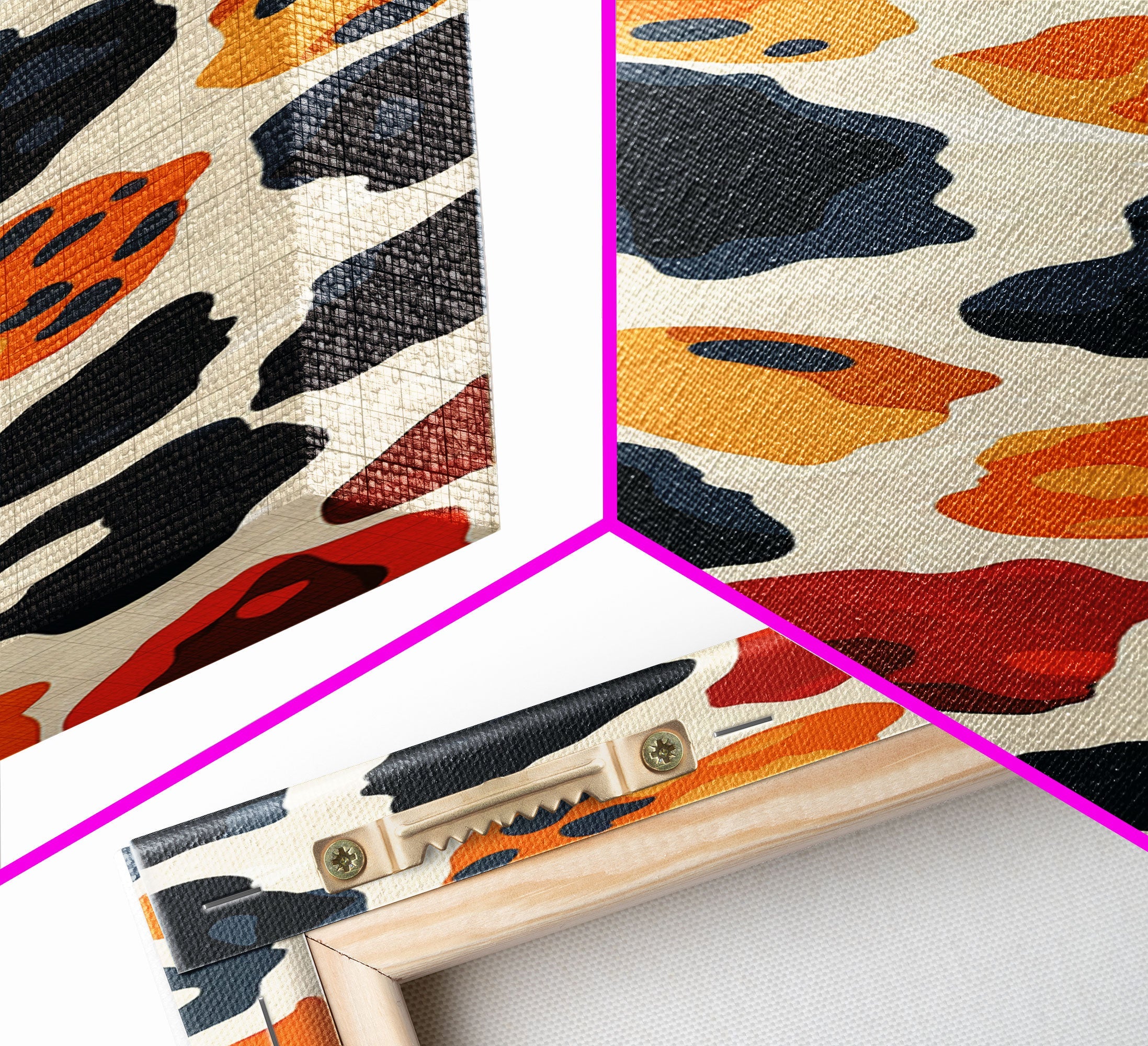 Retro Art Deco Cheetah Print Wall Art, Framed Canvas Print, MCM Style, Mid-century Modern Wall Art, Living Room Art, 70s Style Decor