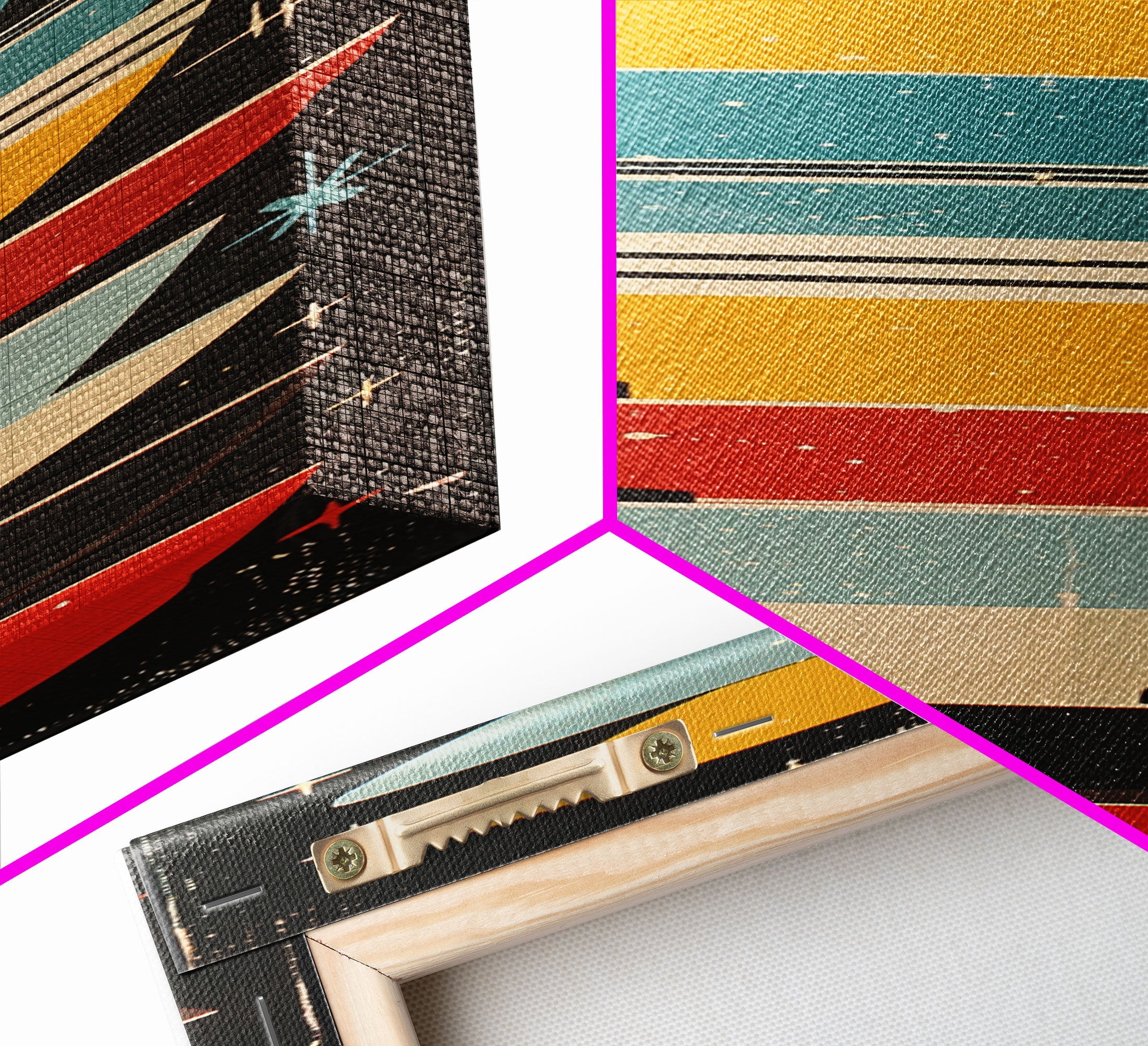 Retro Stacked Bowls Art in Midcentury Style - Framed Canvas Print, Skinny Tall Art for Living Room or Bedroom Decor