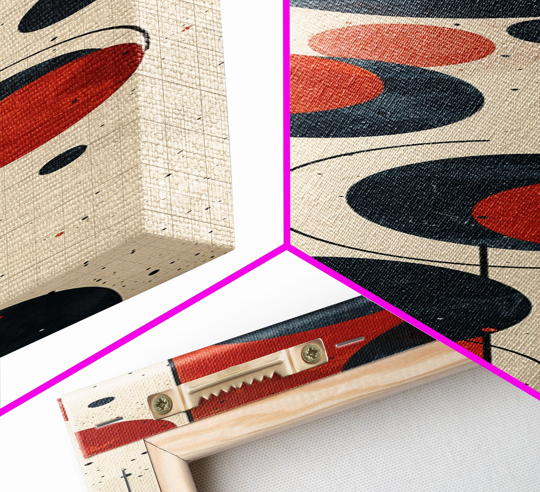 Retro Art Deco Geometric Patterns Wall Art Framed Canvas Print, Scifi / Science Fiction Decor