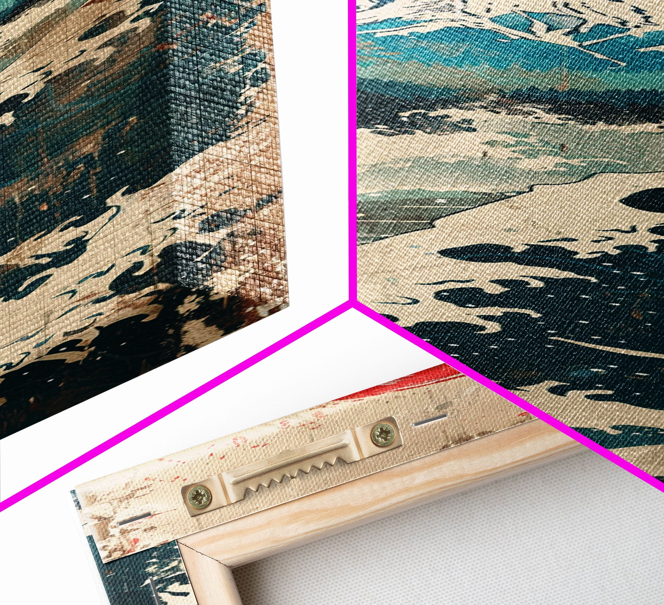 Skinny Art Tall Art Framed Canvas Print Japanese Style Art Retro Red Sun Mount Fuji Wood Block Print Ukiyo-e Feng Shui Wall Art