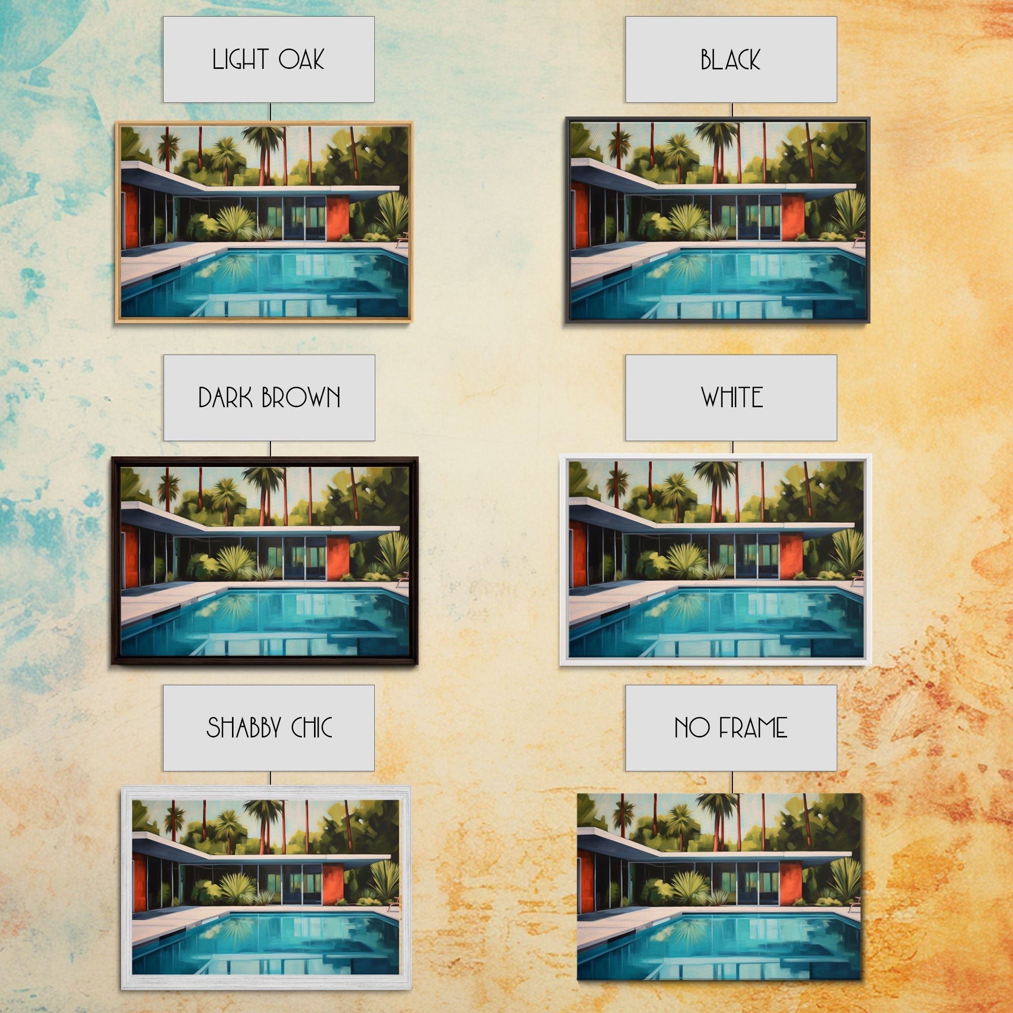 Mid Century Modern Wall Art, Mid Century House Print, Eames Era, Retro Art Print, Framed Wall Decor, MCM Architecture Study Wall Art