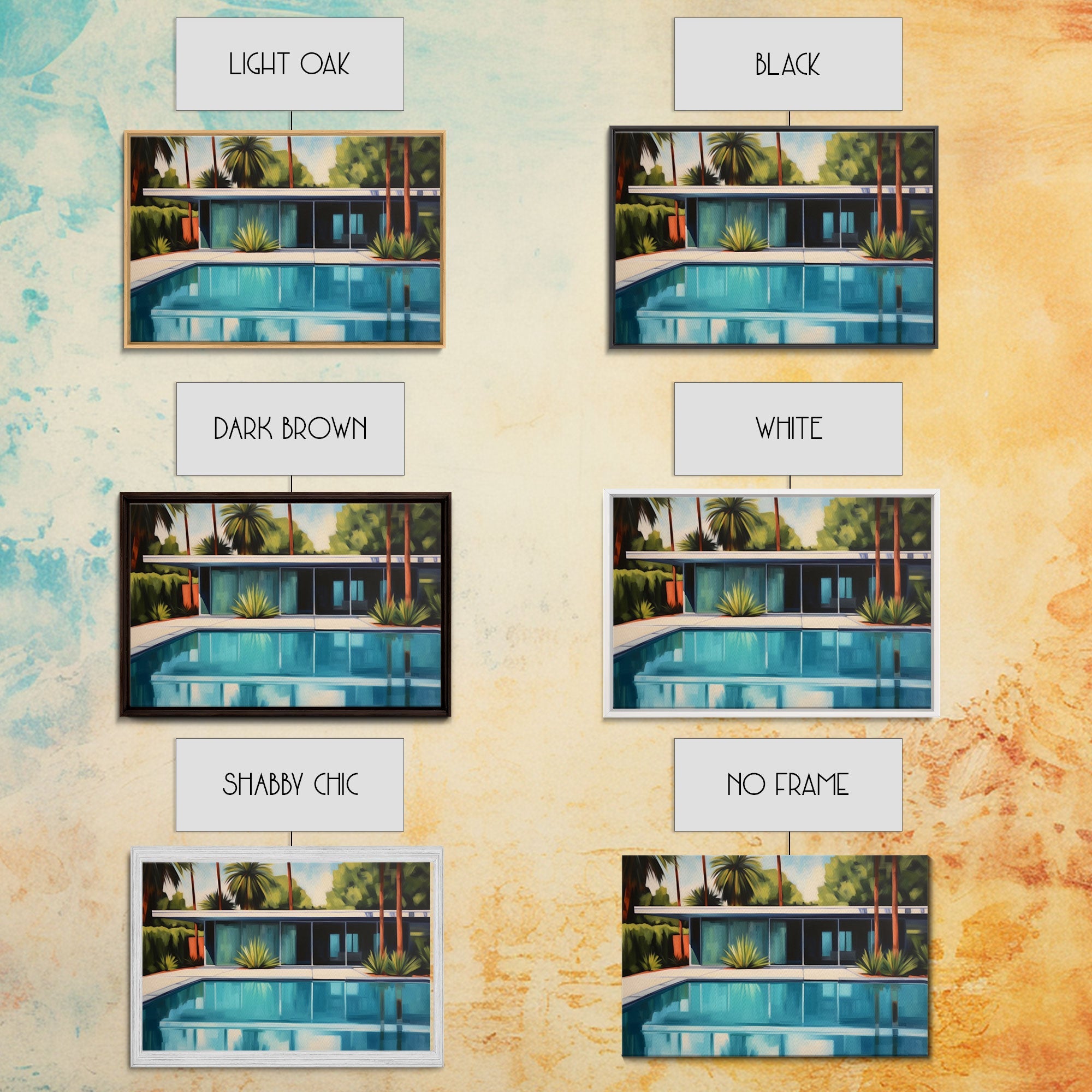 Mid Century Modern Wall Art, Mid Century House Print, Eames Era, Retro Art Print, Framed Wall Decor, MCM Architecture Study Wall Art