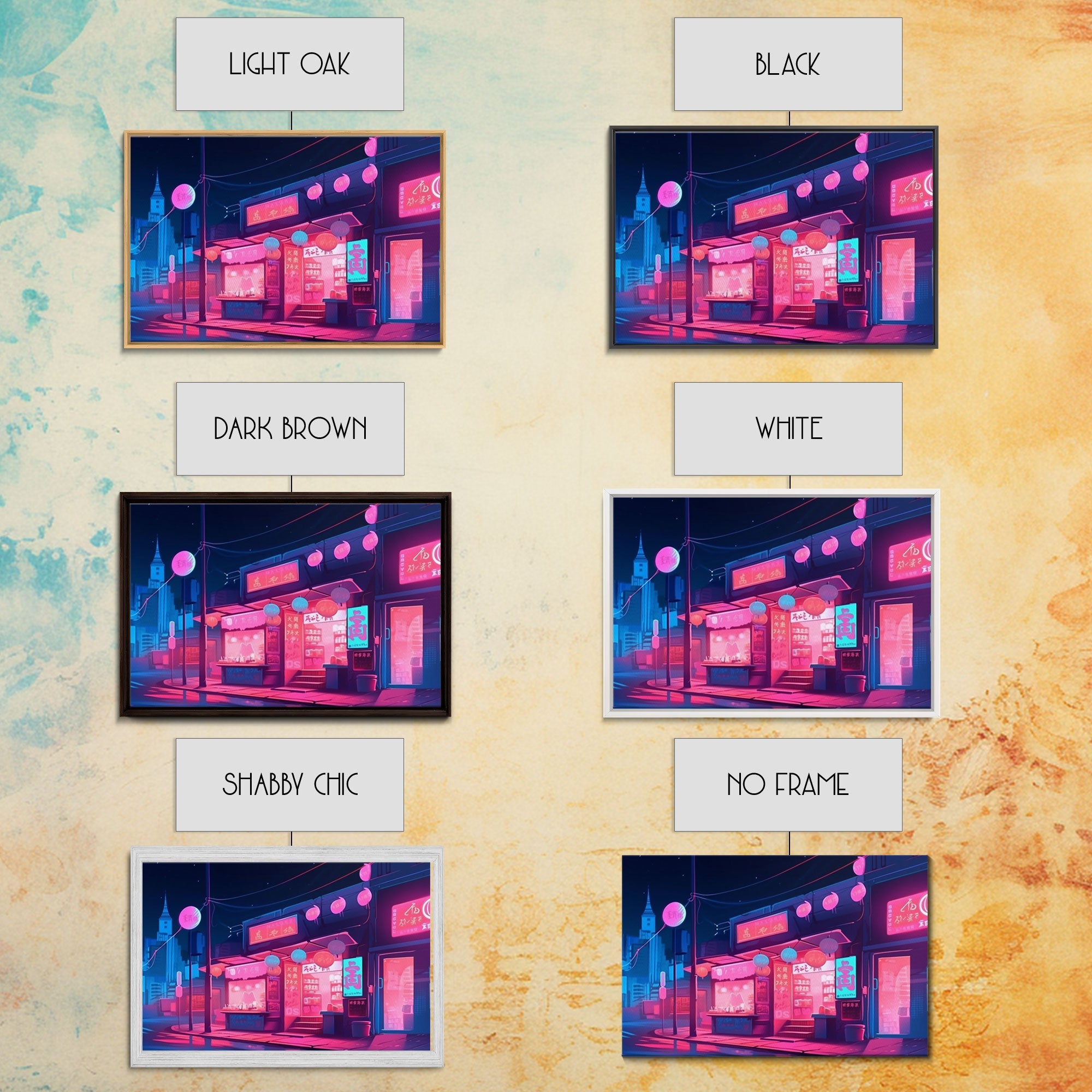 Retro Synthwave Style Tokyo Art, Framed Canvas Print, Unique Wall Art, Vintage Inspired Tokyo Night Life Art