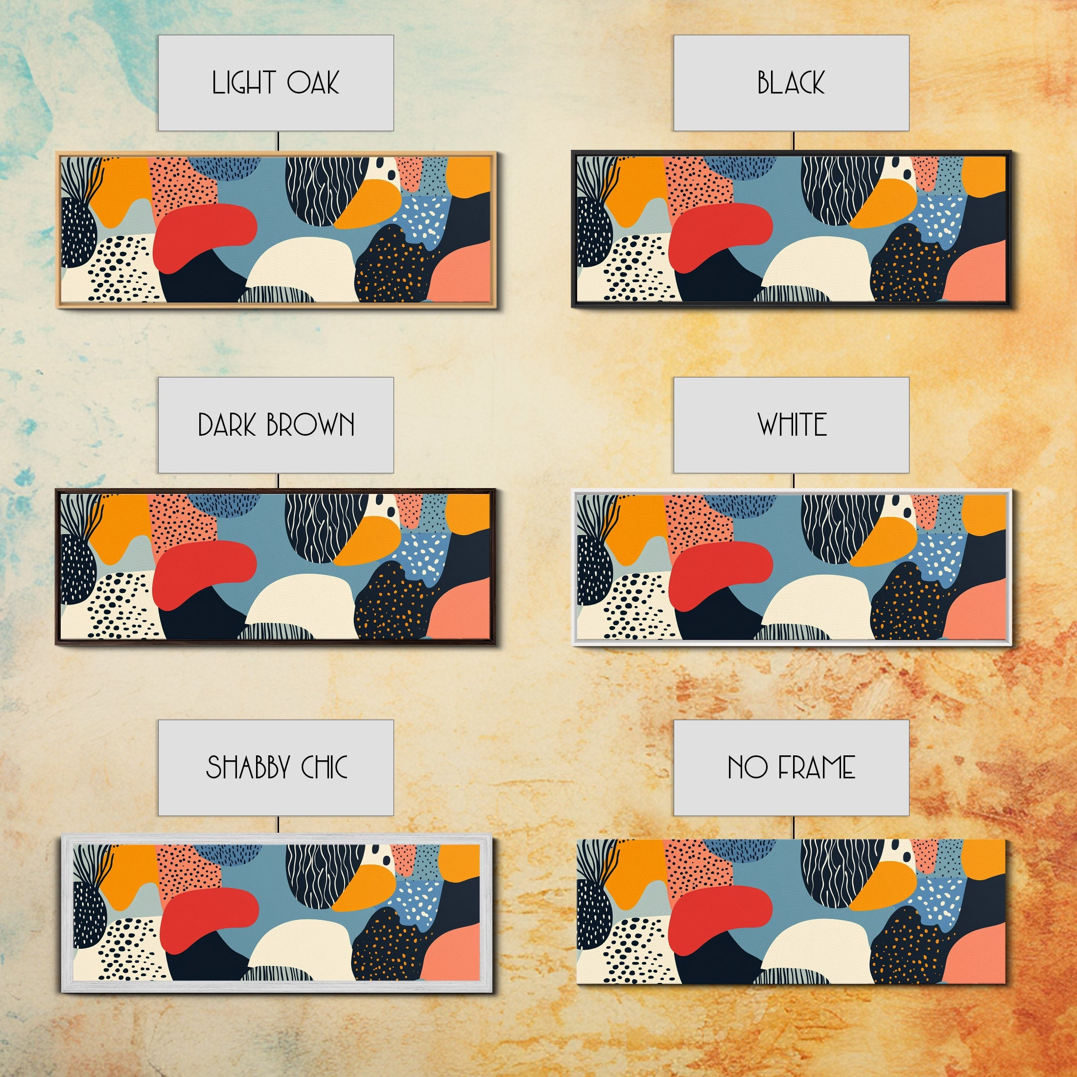 90s Style Retro Abstract Art - Framed Canvas Print - Modern Home Decor - Minimalist Wall Art - Modern Above Sofa Wall Art