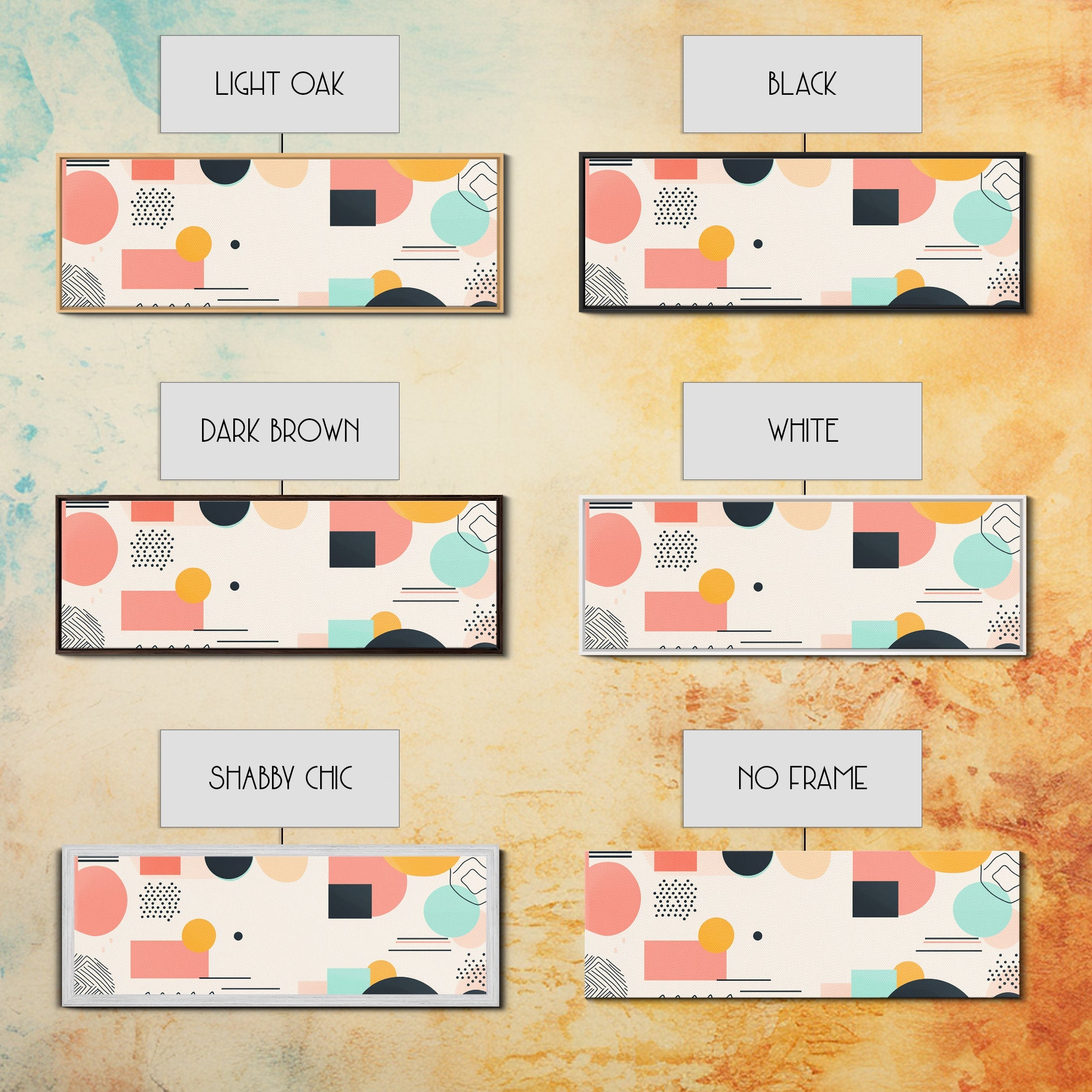 Geometric Abstract Art, Wood Framed Canvas, Canvas Art, Retro 90s Vibes Abstract Home Decor