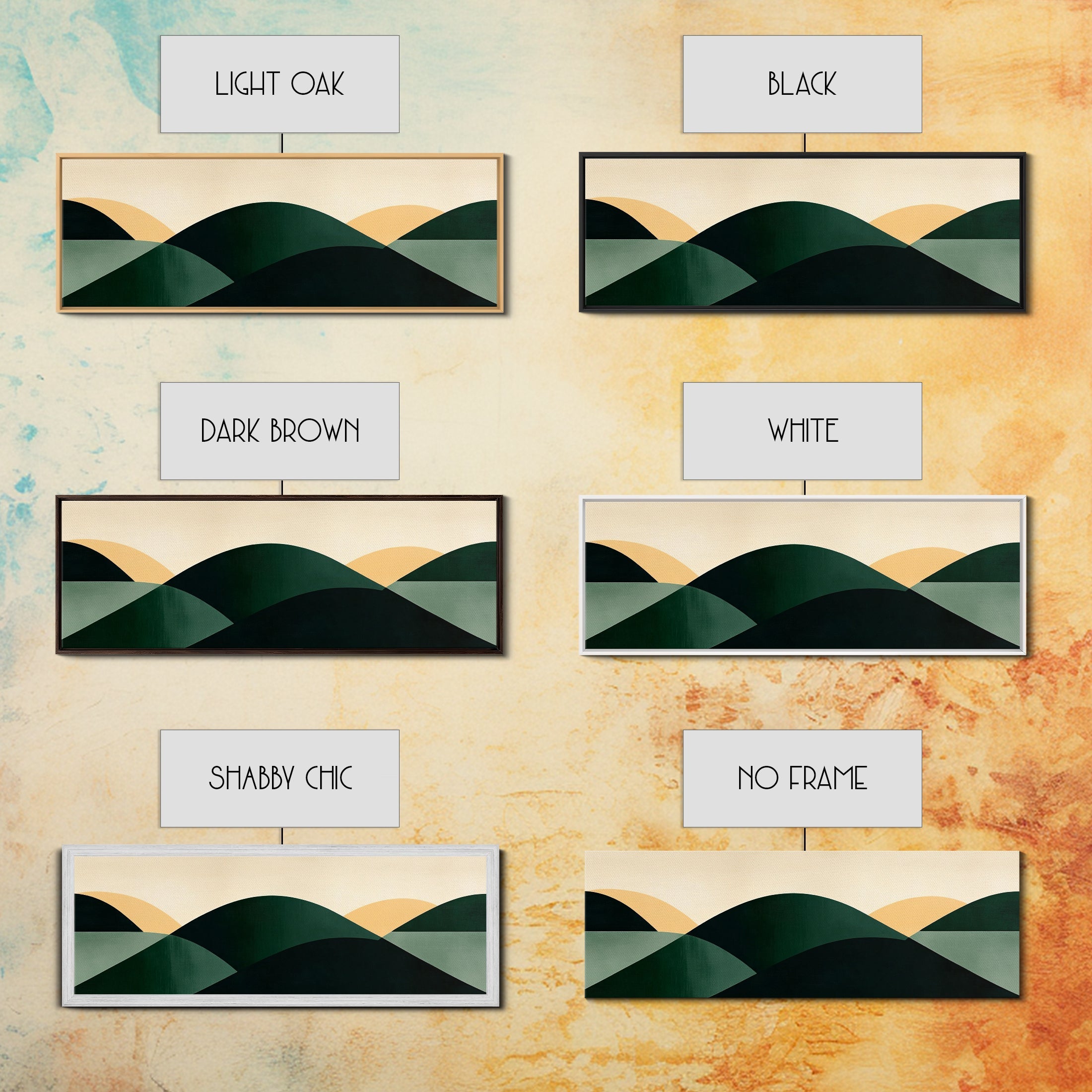 Abstract Mid-Century Modern Geometric Shapes Wall Art, Framed Canvas Print, Mid Century Modern Home Decor, Above Sofa or Bed Boho Art