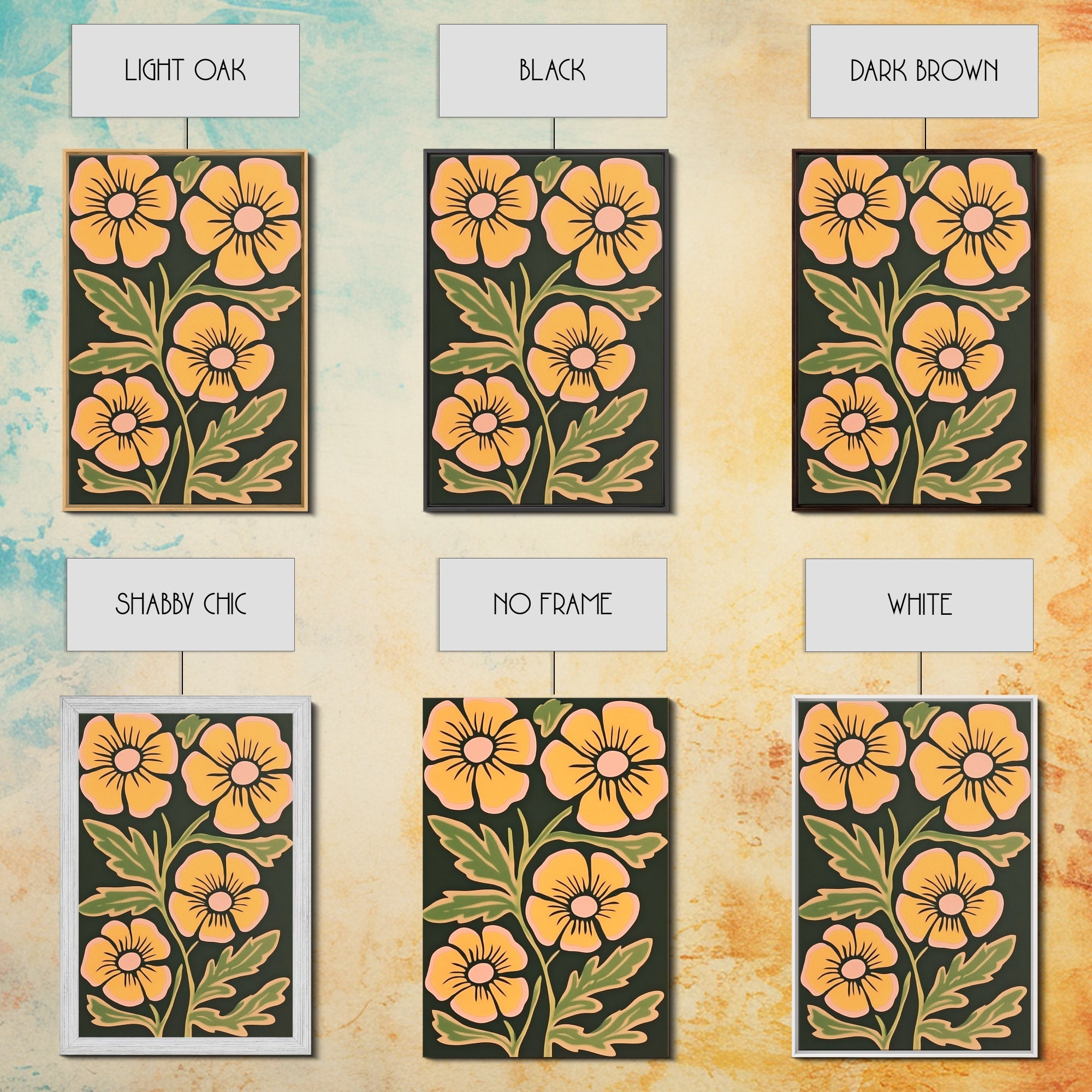 Midcentury Boho Modern Art, Abstract Floral Print, Botanical Decor, Florer Painting Wall Art, Canvas Print, Flower Art Prints, Mid Century Art