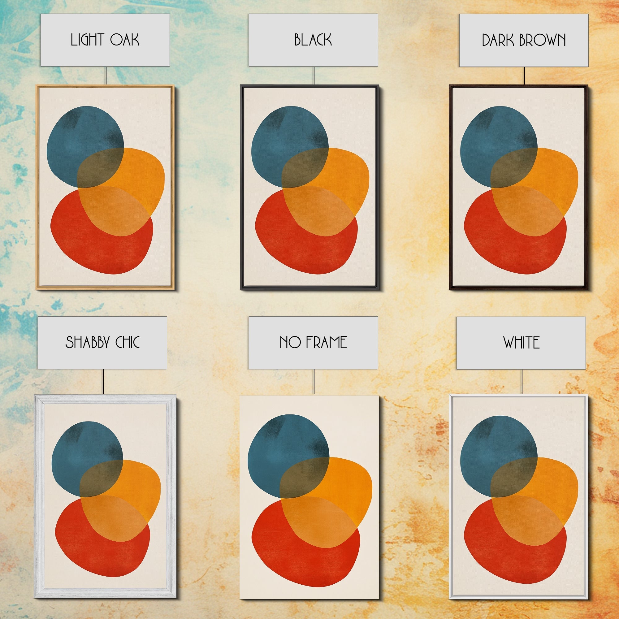 Large Abstract Canvas Wall Art Framed Canvas Print Modern Abstract Painting Colors and Shapes Retro Modern Art