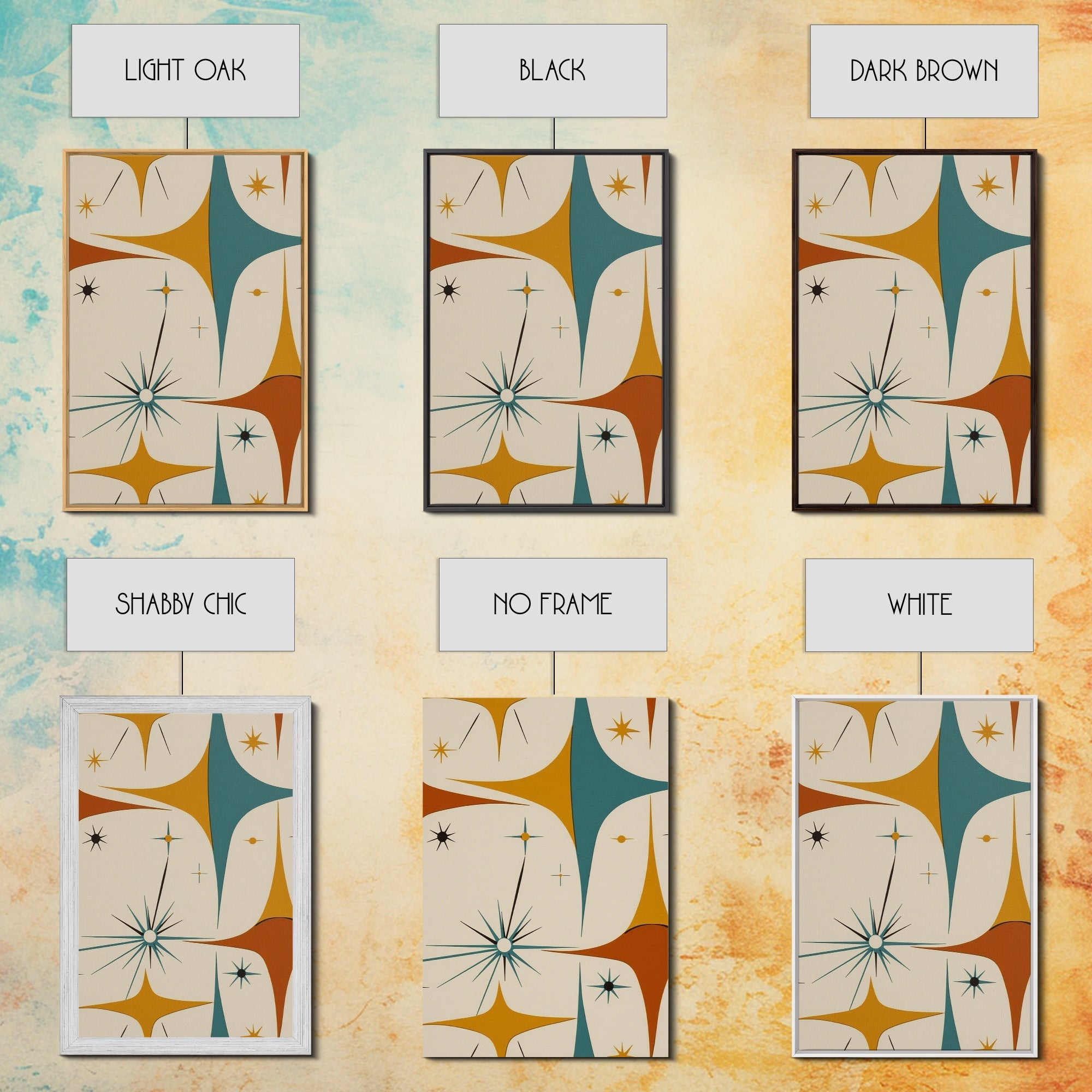 Art Deco Star Burst Canvas Print Wall Art, Retro 50s Style, Starburst, Mid-Century Modern Wall Art, Minimalist Home Decor, Modern Art