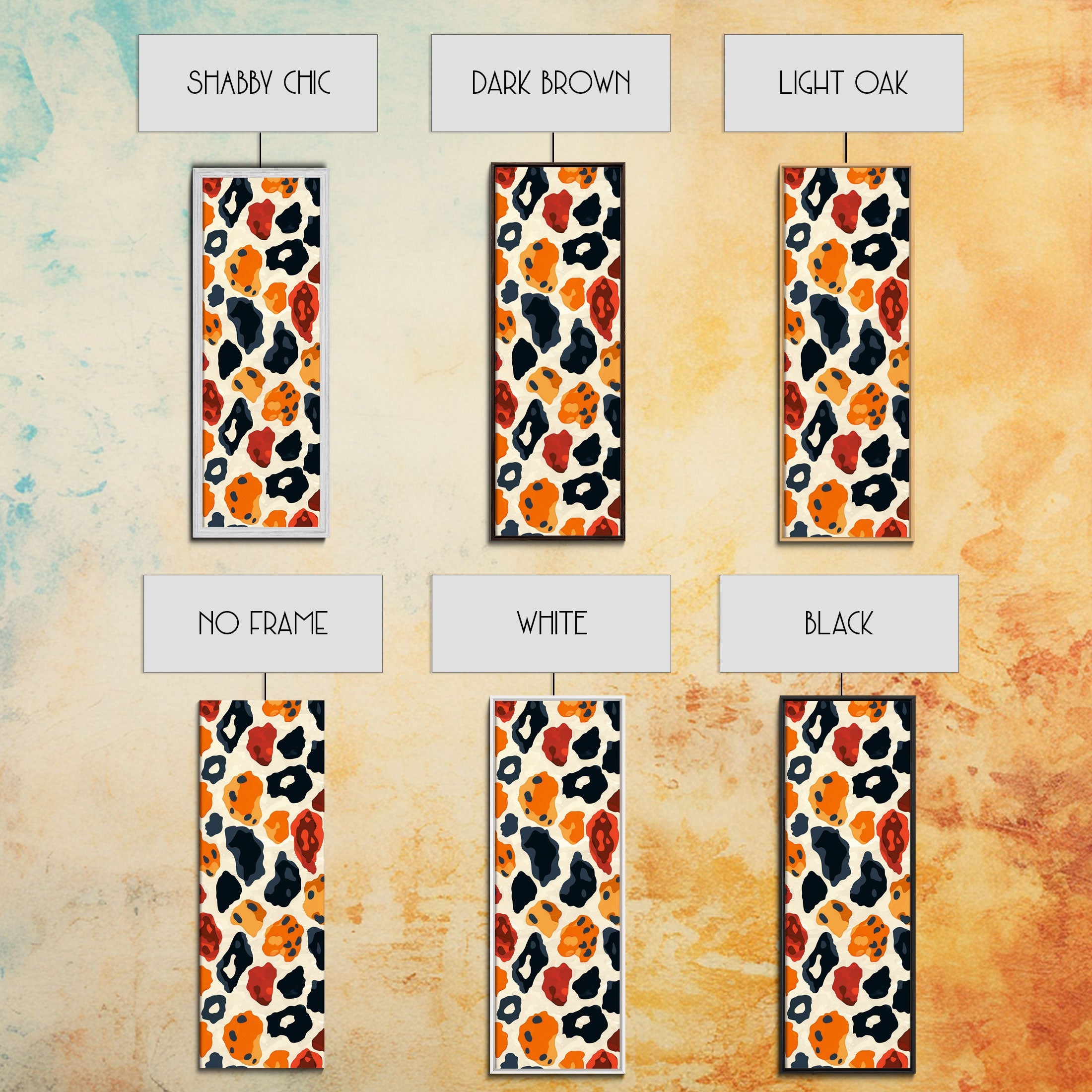 Retro Art Deco Cheetah Print Wall Art, Framed Canvas Print, MCM Style, Mid-century Modern Wall Art, Living Room Art, 70s Style Decor