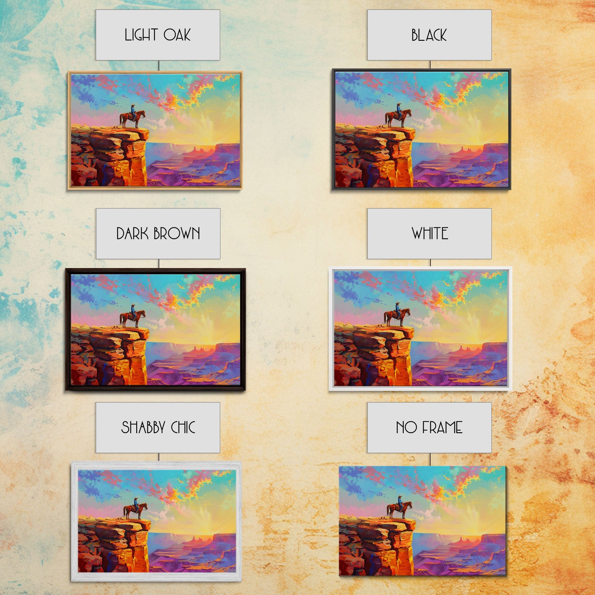 Framed Cowboy Art | 24x36 Wall Art | Equestrian Wall Decor | Western Decor | Southwestern Art | | Retro Wild West | Farmhouse Wall Art