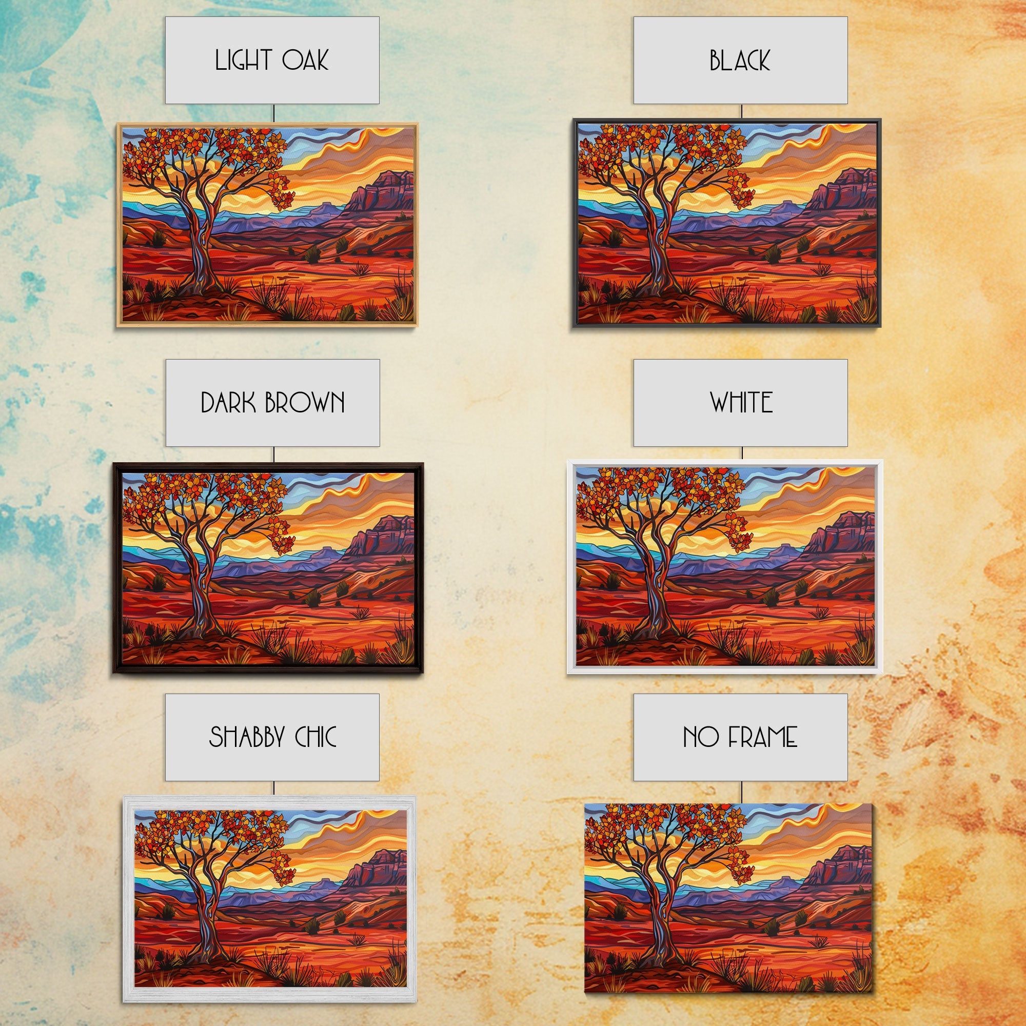 Retro Pop Art Desert Print, Van Gogh Inspired Wall Art, Rustic Southwest Decor, Farmhouse, Wild West, Wester Decor, Home Decor Living Room