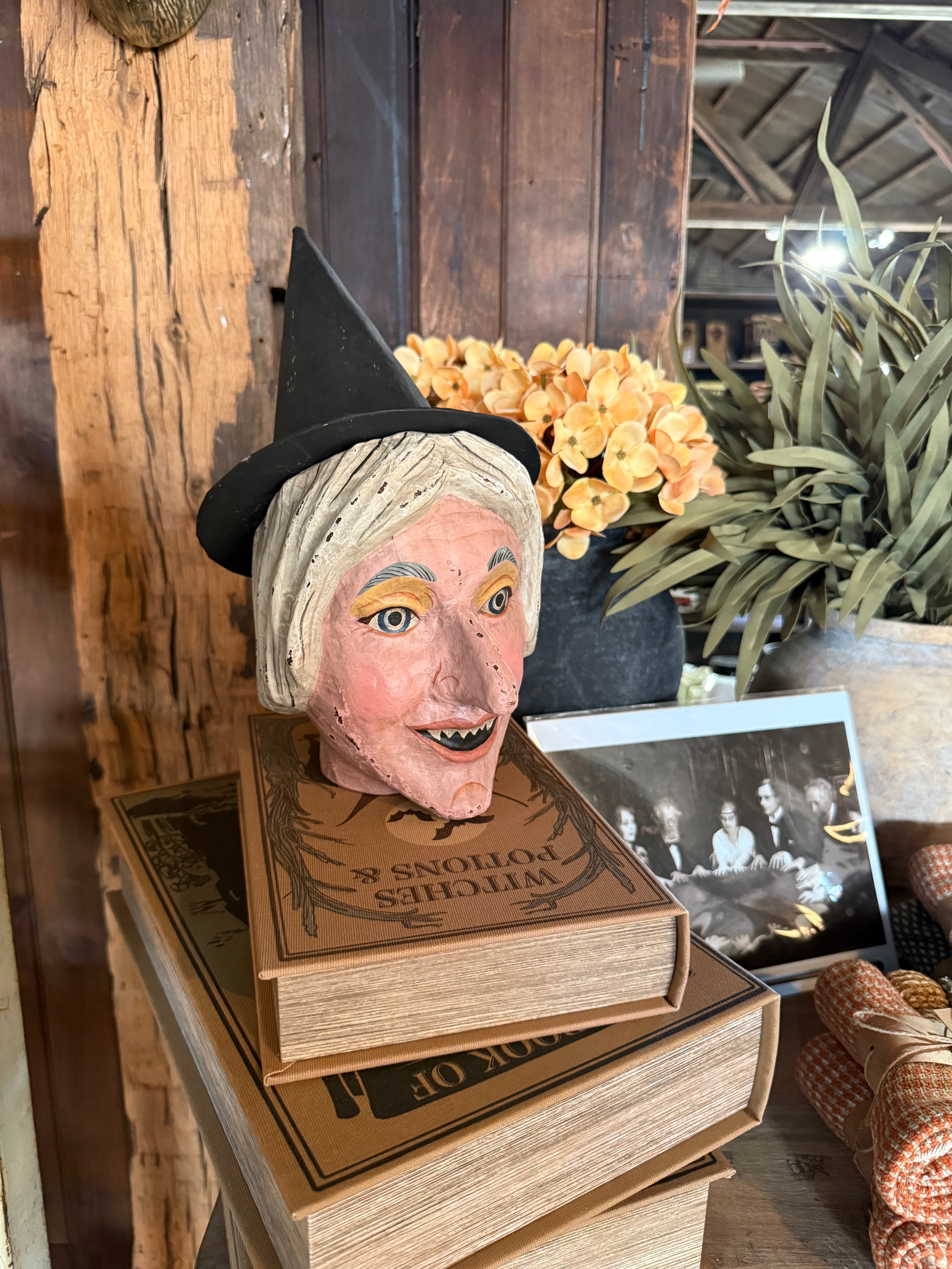 Retro Halloween Hag Paper Mache Witch