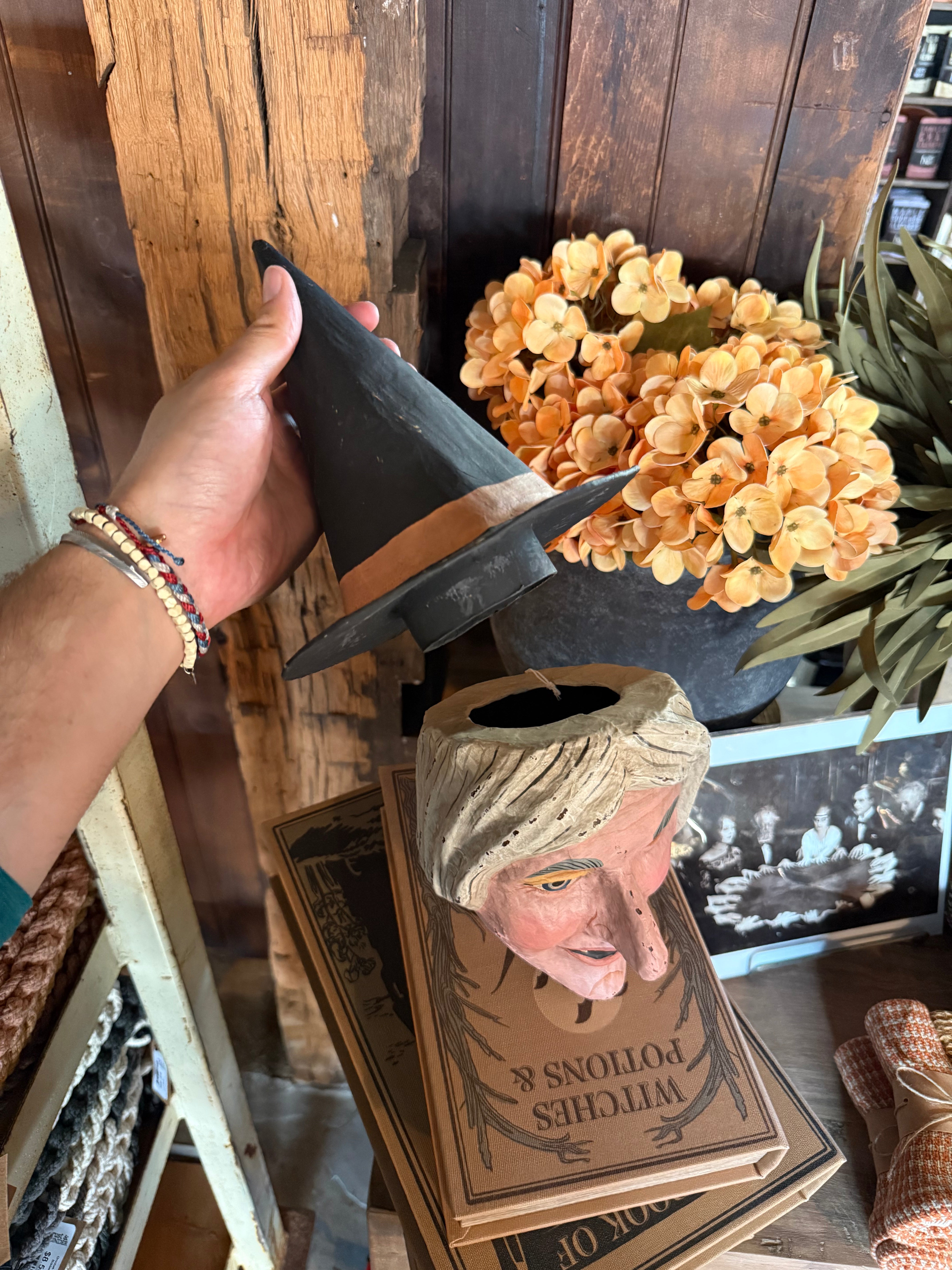 Retro Halloween Hag Paper Mache Witch