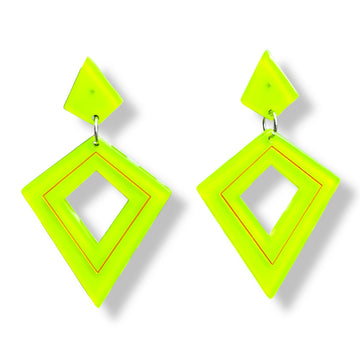 Retro Diamond Dangle Earrings by Lipstick & Chrome -GREEN