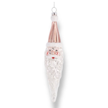 Santa Icicle Blown Glass Ornament PINK