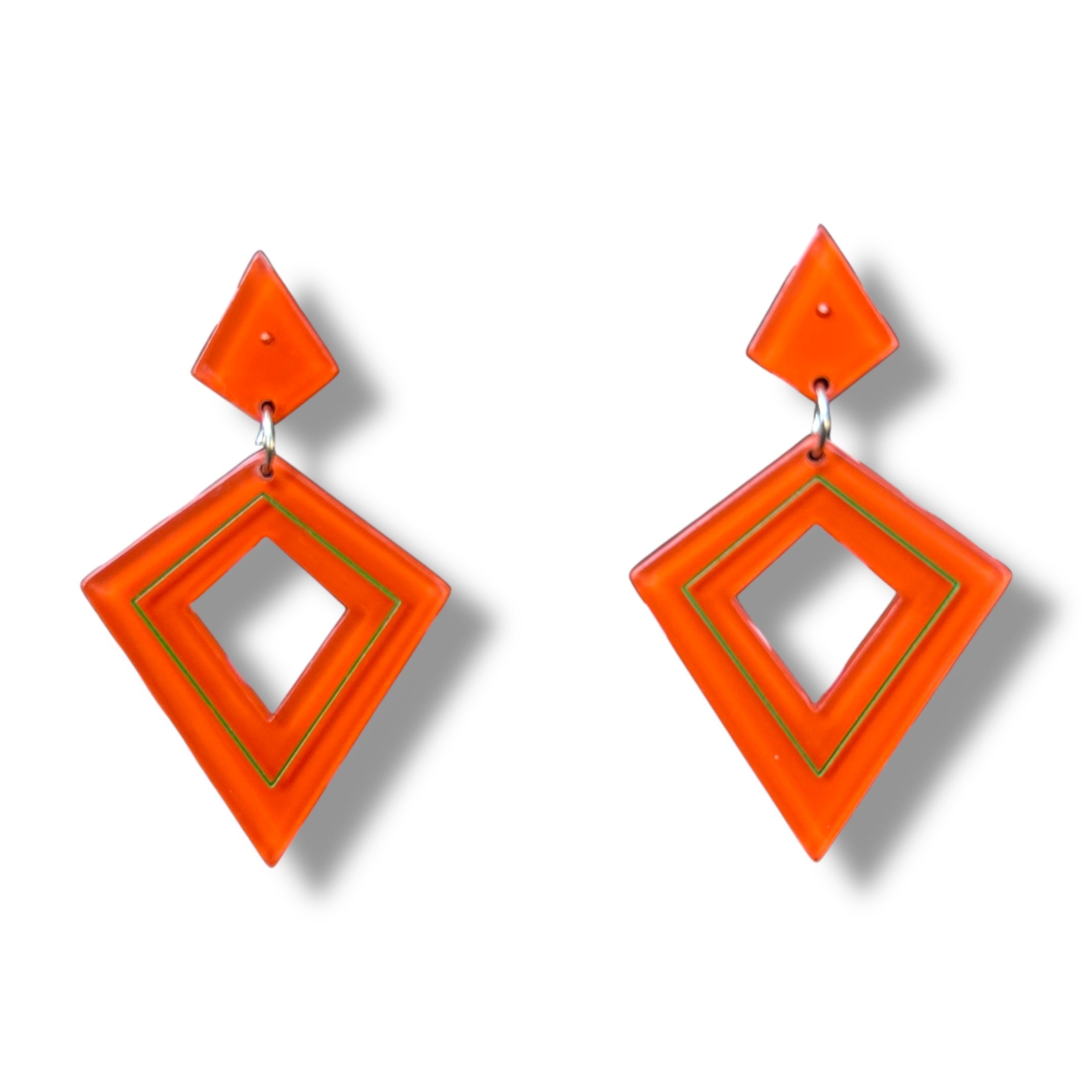 Retro Diamond Dangle Earrings by Lipstick & Chrome - Orange