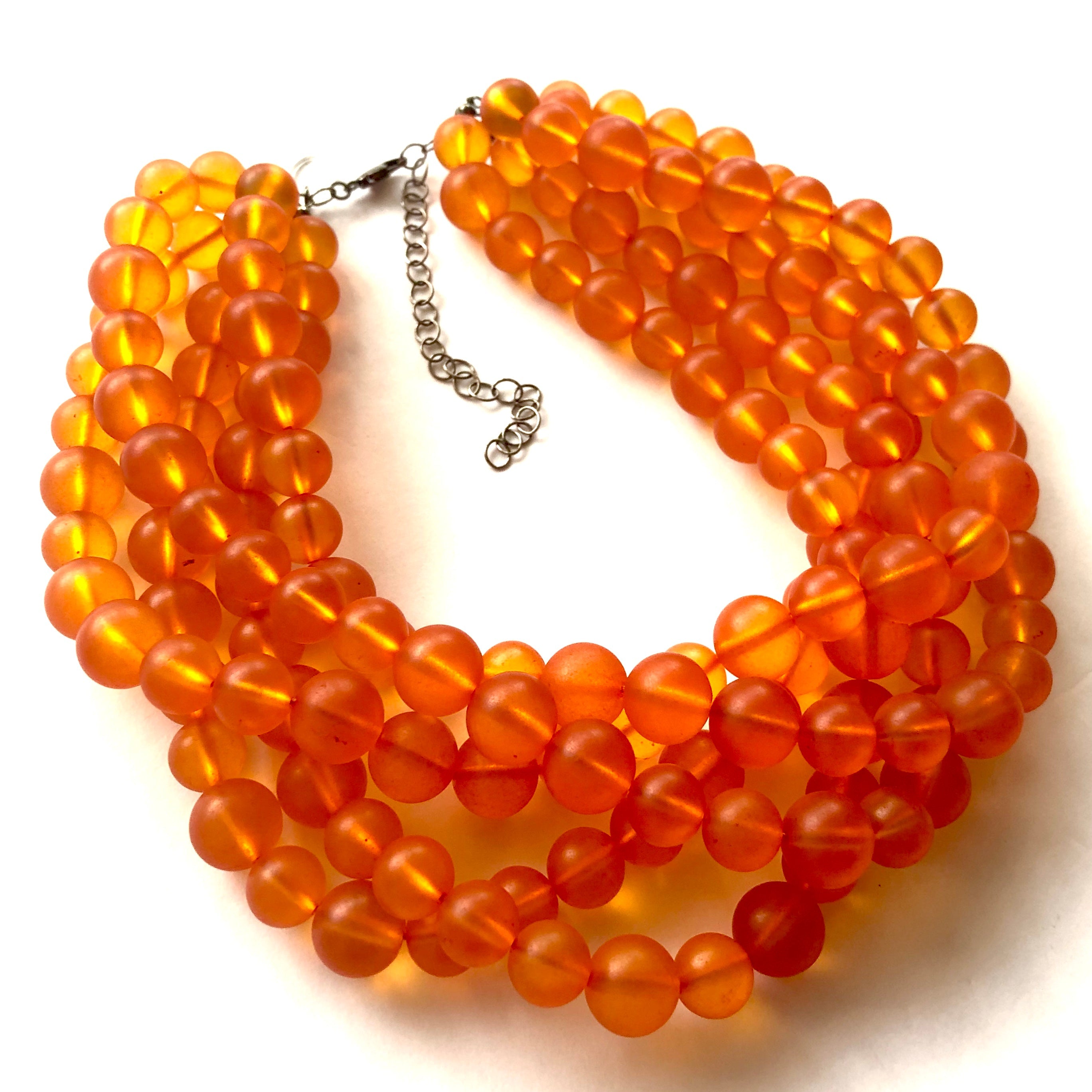 Orange Frosted Lucite Beaded Sylvie Statement Necklace
