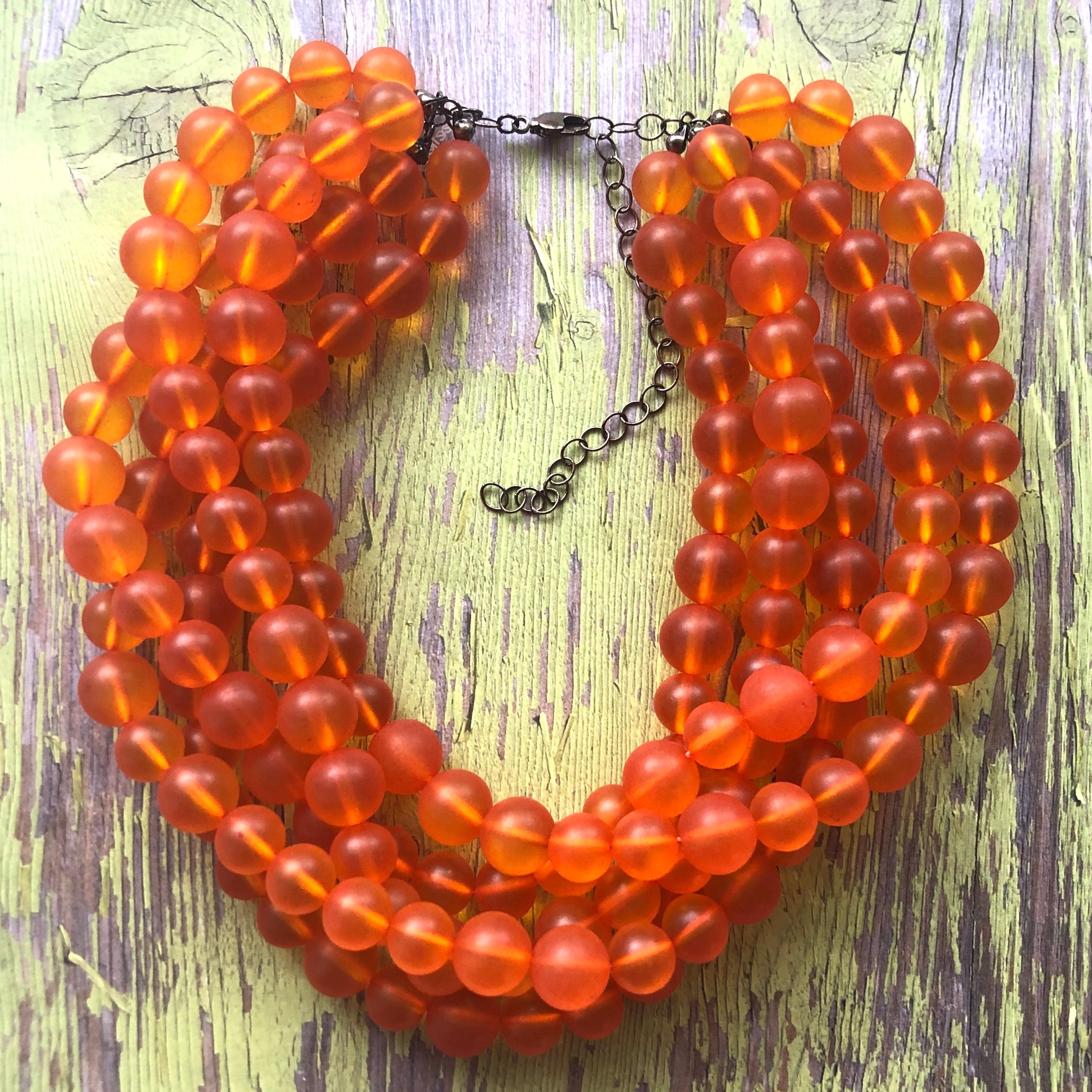 Orange Frosted Lucite Beaded Sylvie Statement Necklace