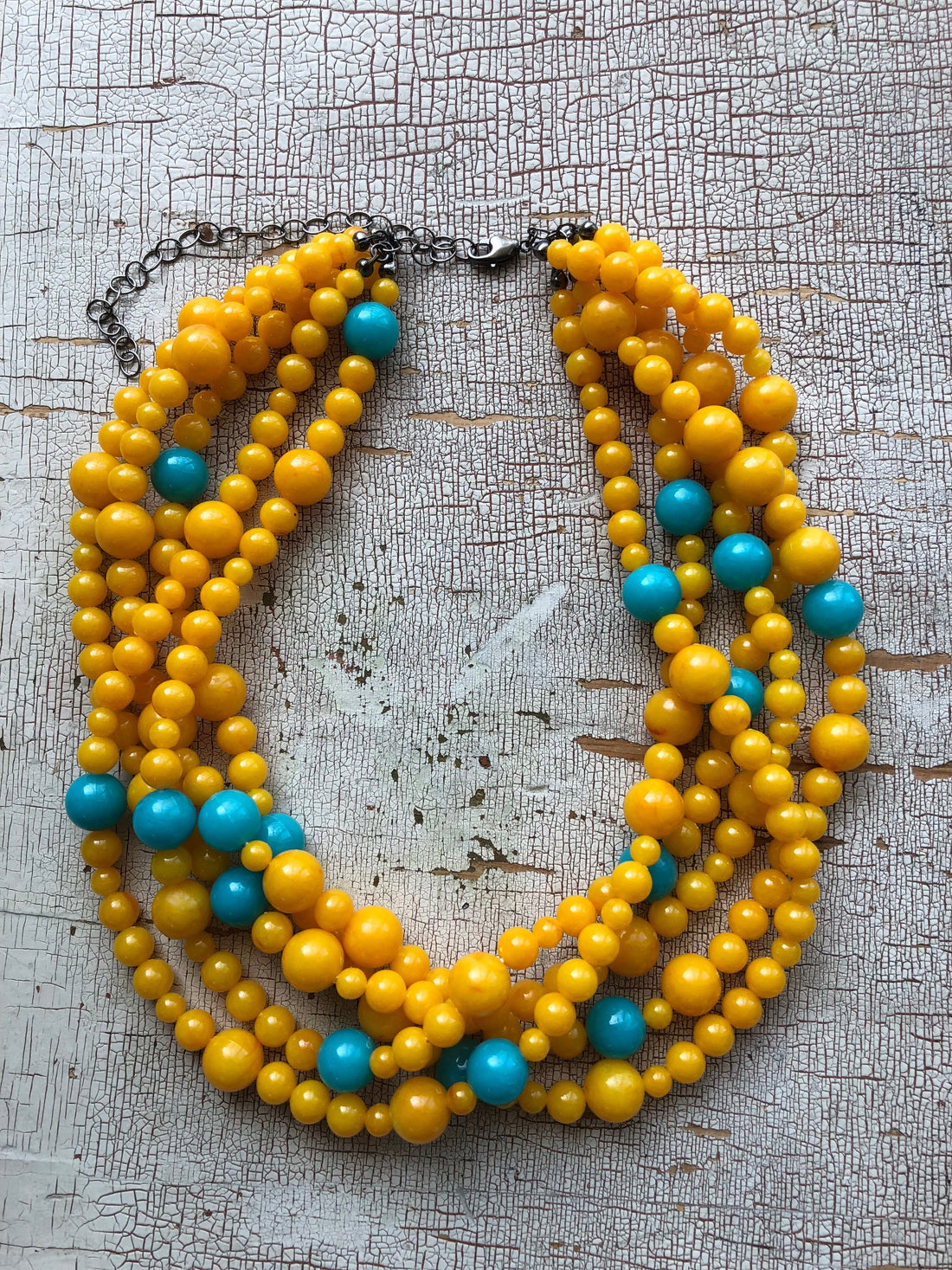 Golden Yellow and Turquoise Sylvie Statement Necklace