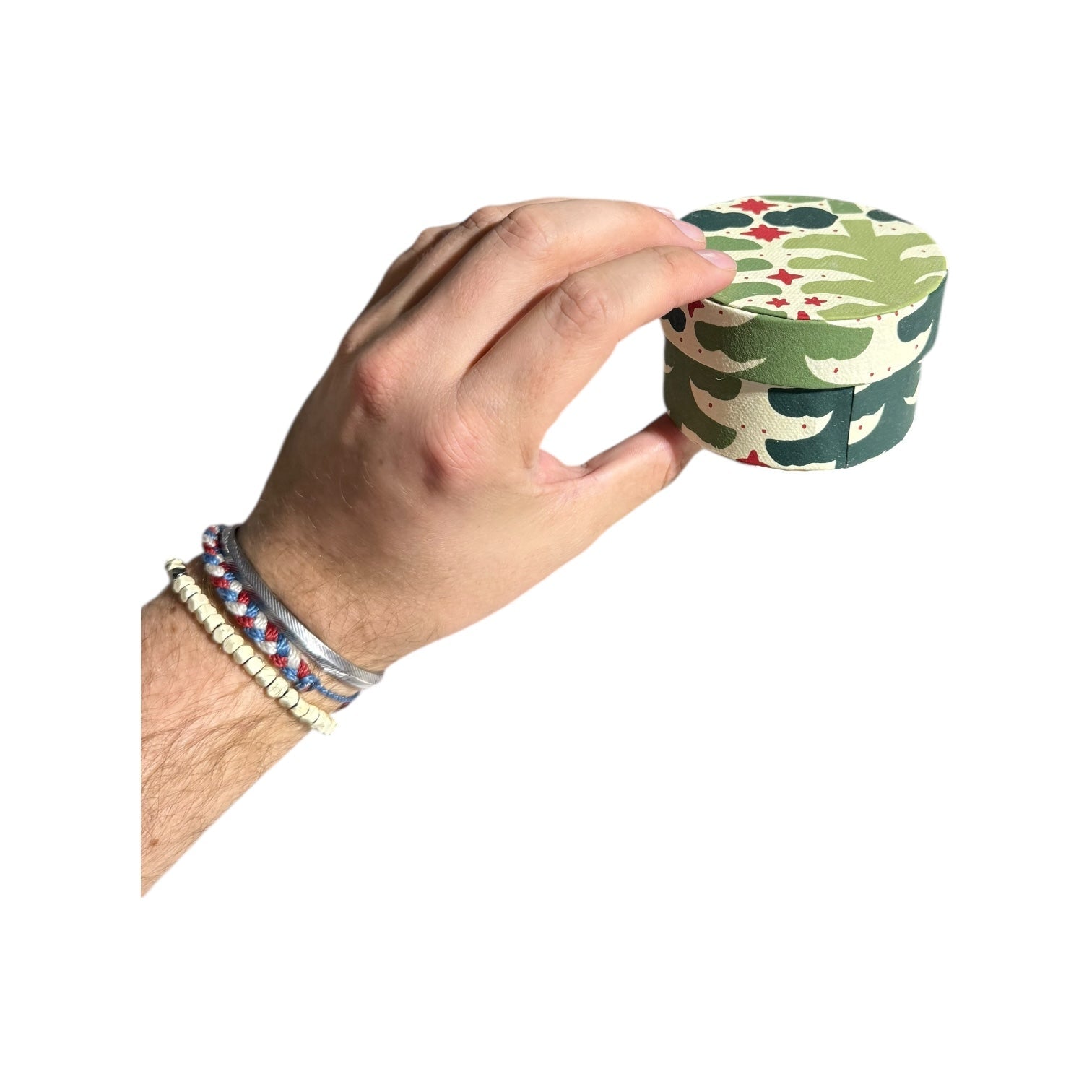 Round Handmade Recycled Paper Botanical Green Nesting Gift Boxes | 8 Sizes