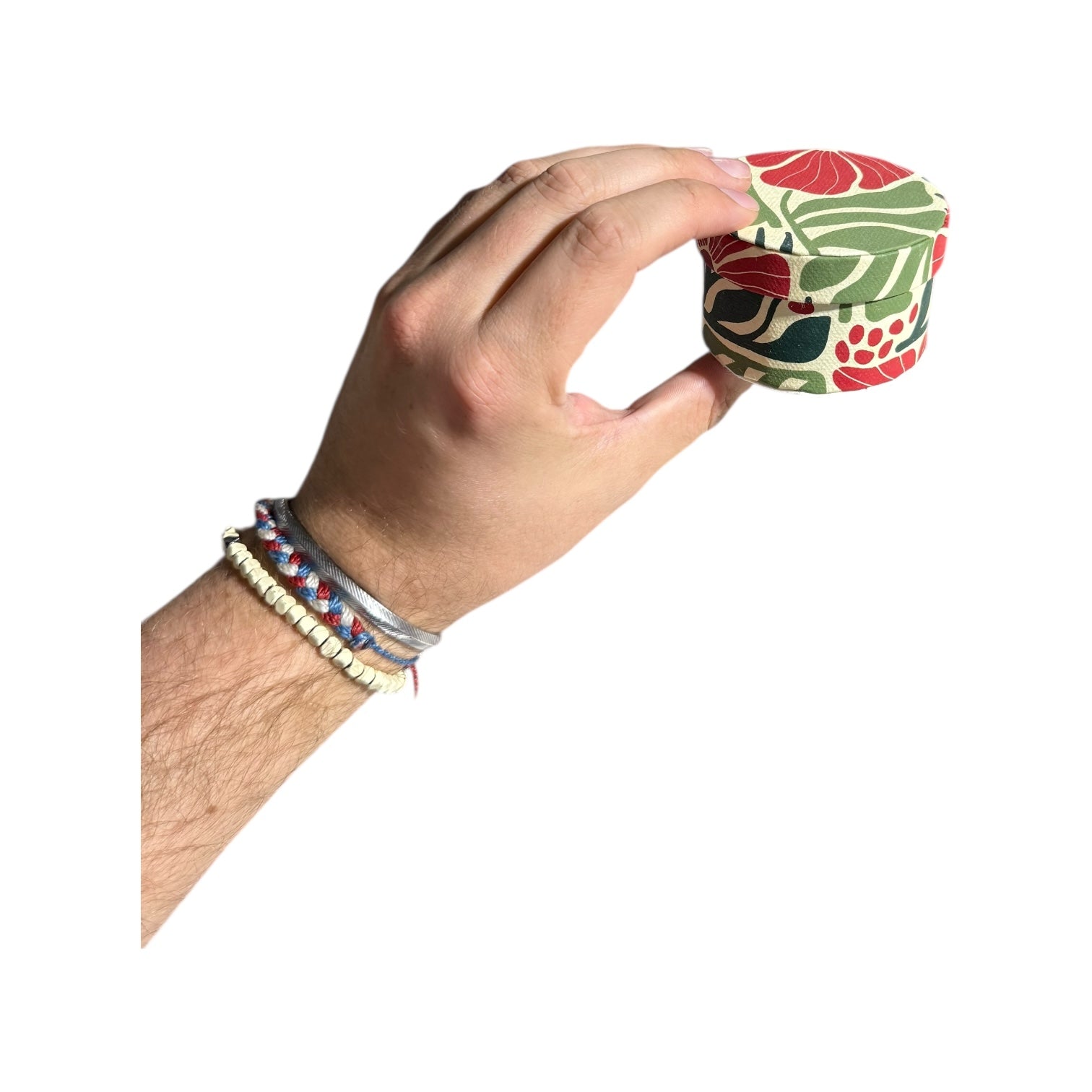 Round Handmade Recycled Paper Botanical Green Nesting Gift Boxes | 8 Sizes